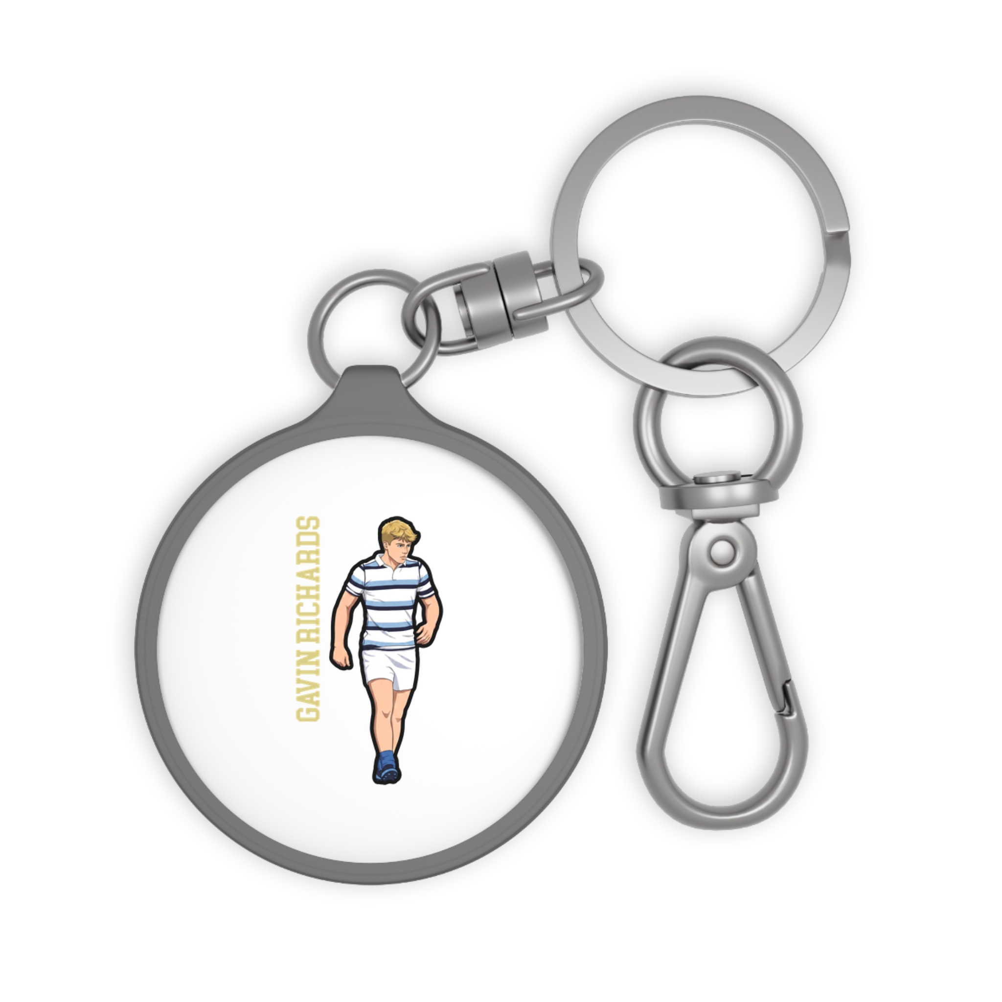 Keychain — character_name_vertical in Grey