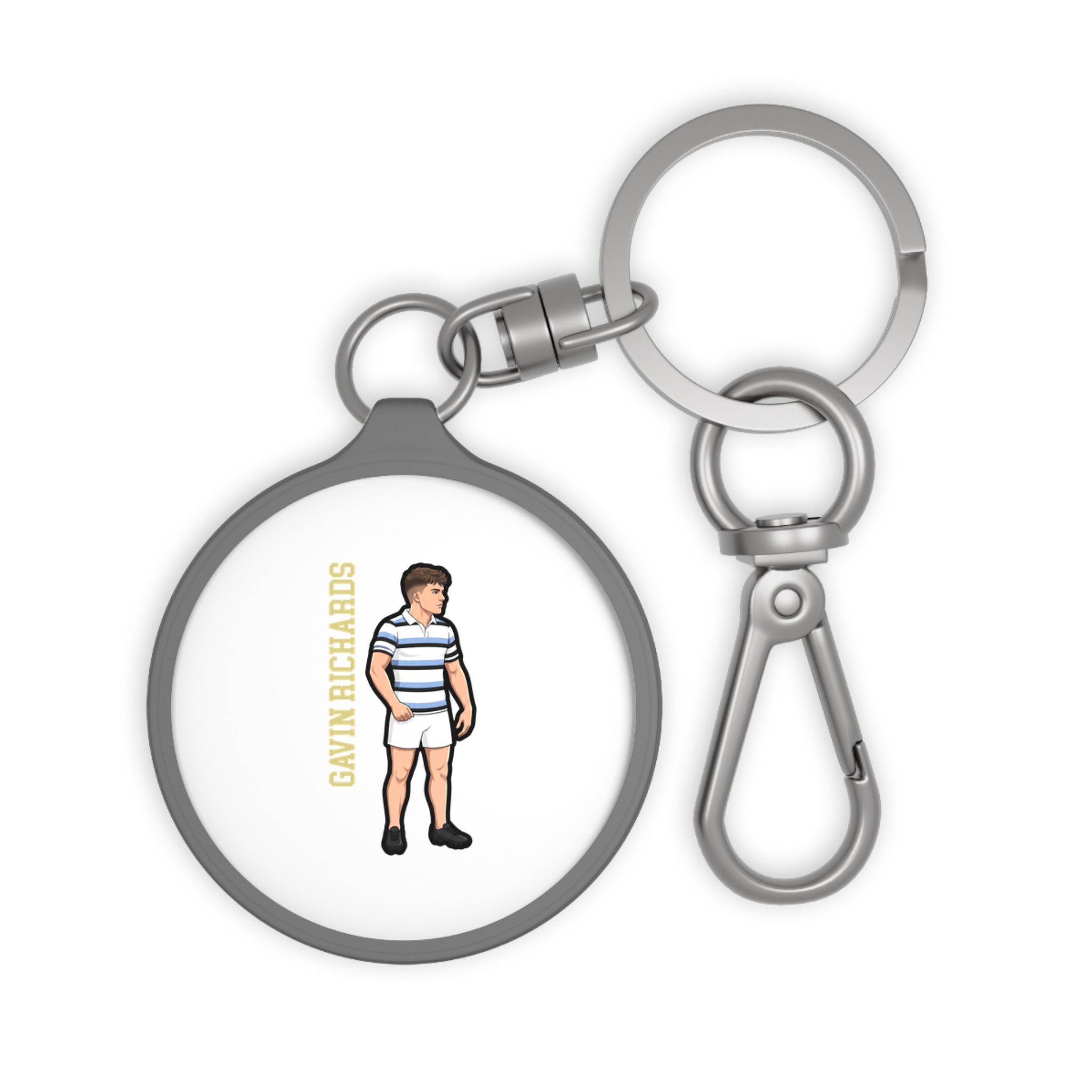 Keychain — character_name_vertical in Grey