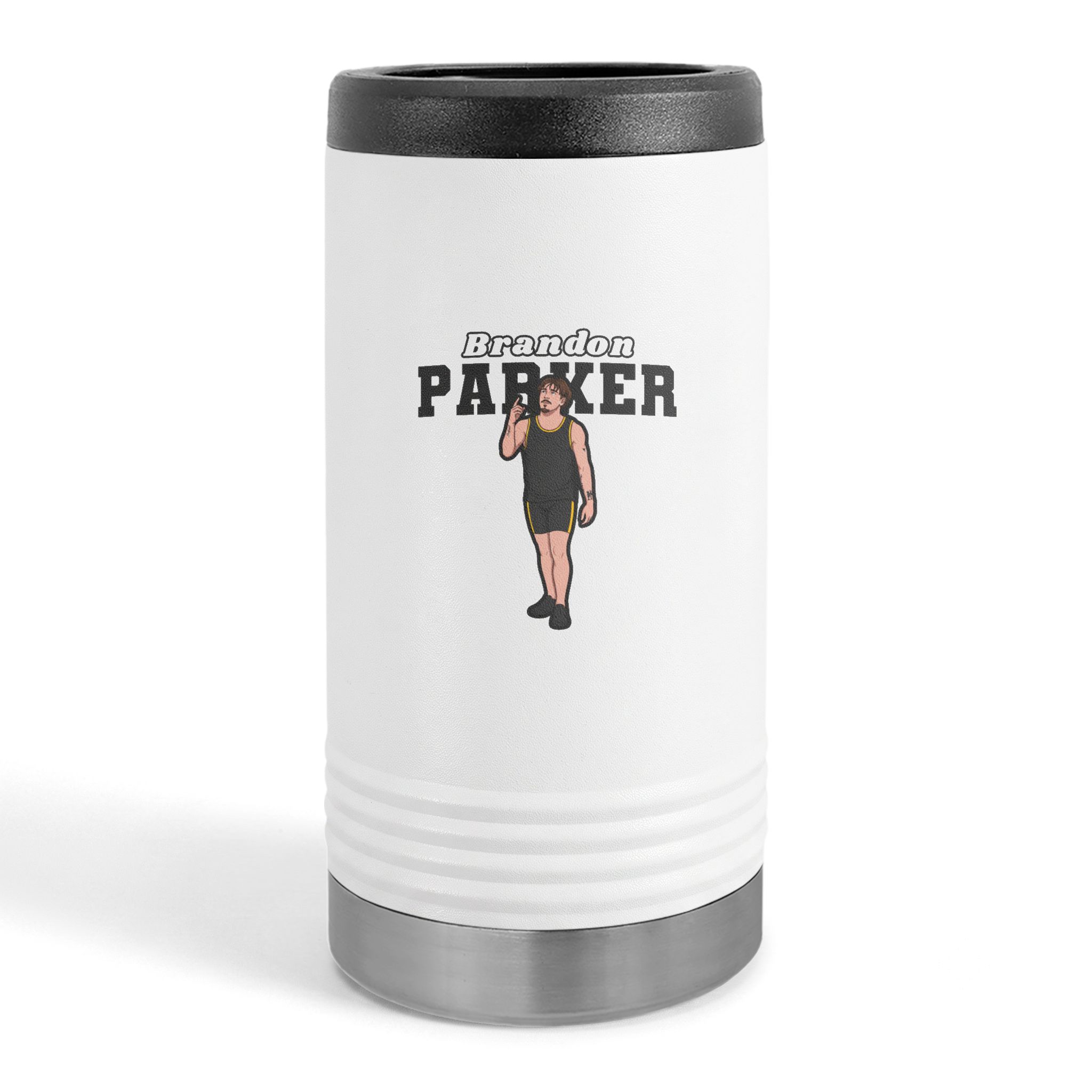 Slim Stainless Can Cooler — character_name_arch in White