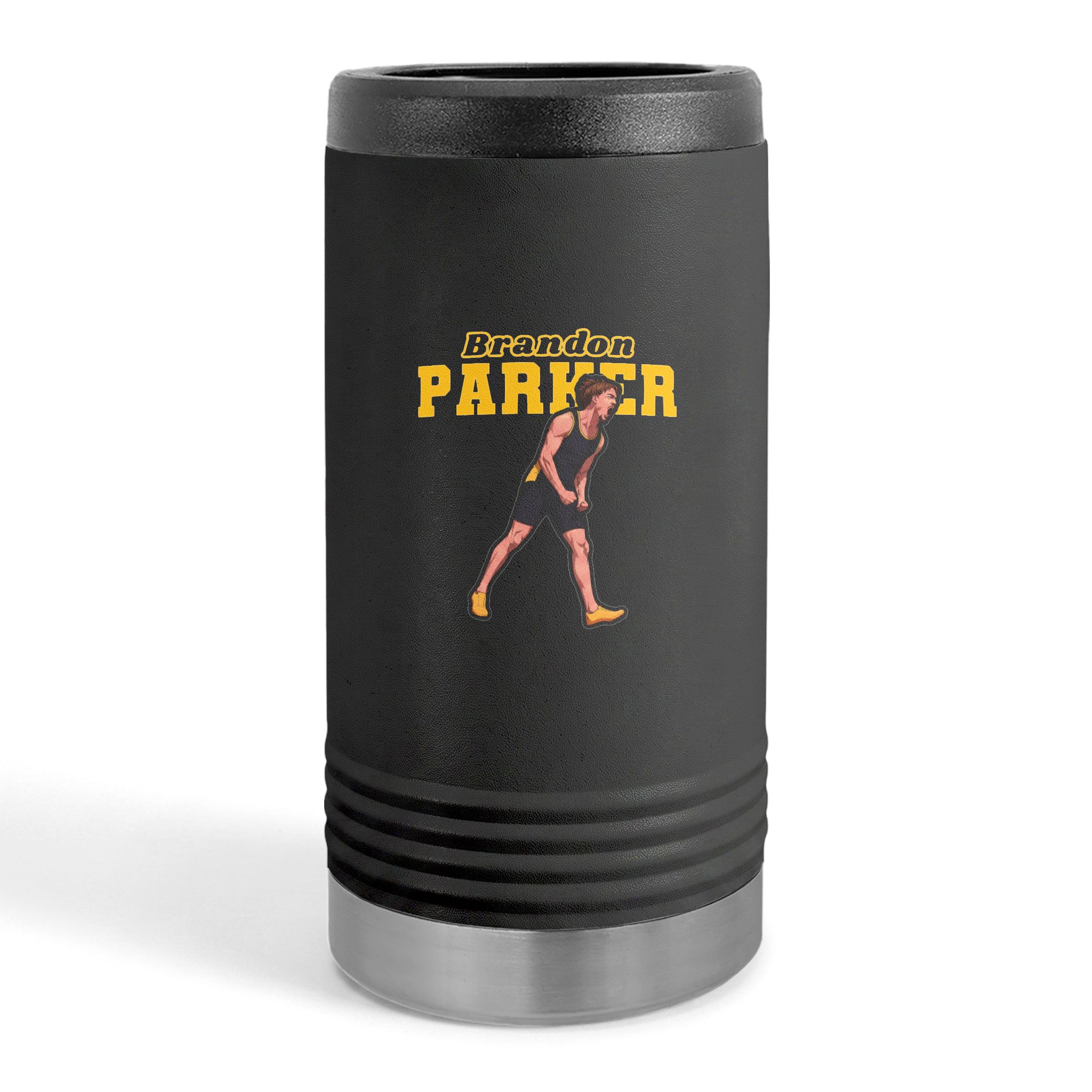 Slim Stainless Can Cooler — character_name_arch in Black