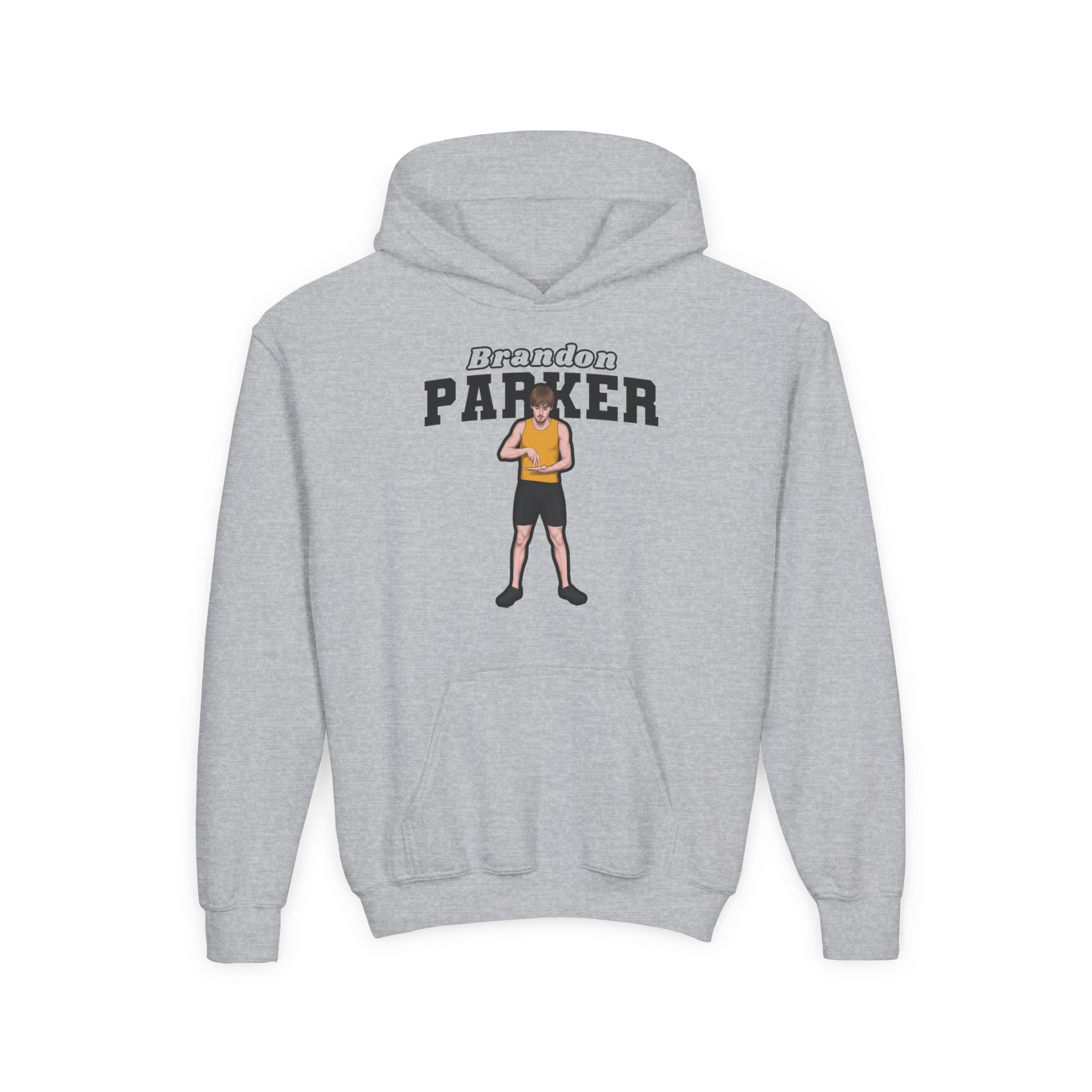 Youth Hoodie — character_name_arch in Grey