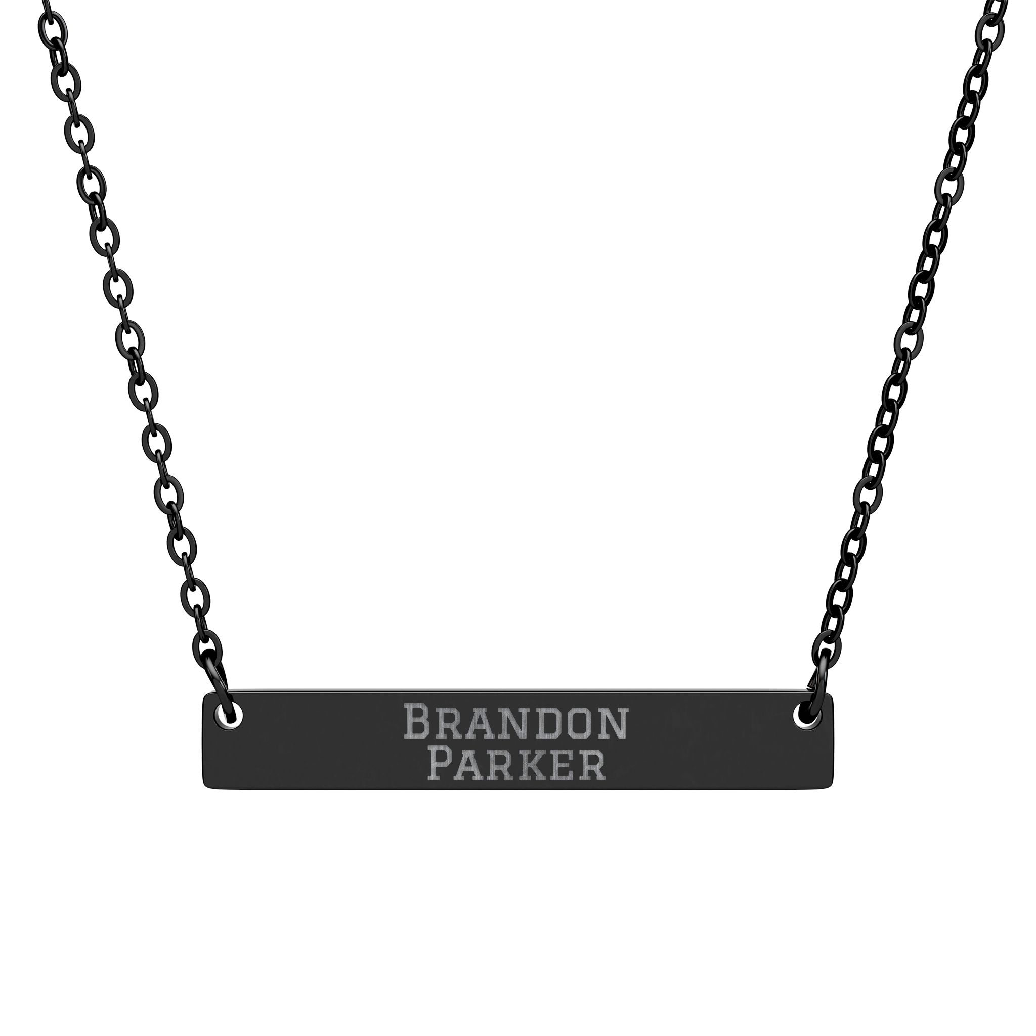 Engraved Bar Necklace — Classic in Black