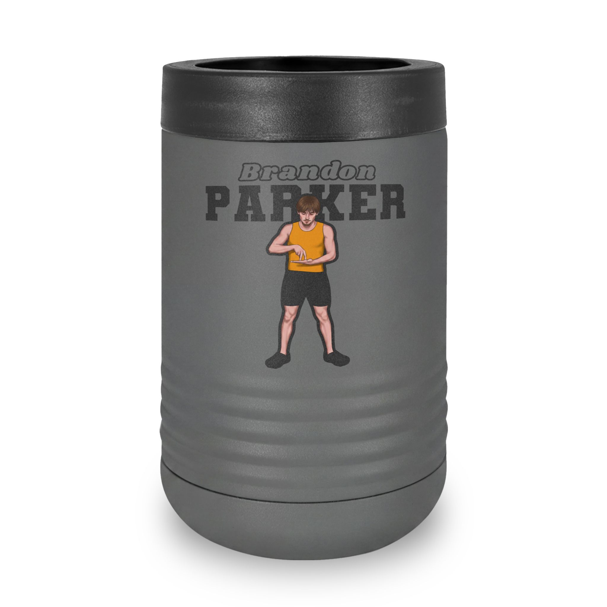 Stainless Can Cooler — character_name_arch in Grey