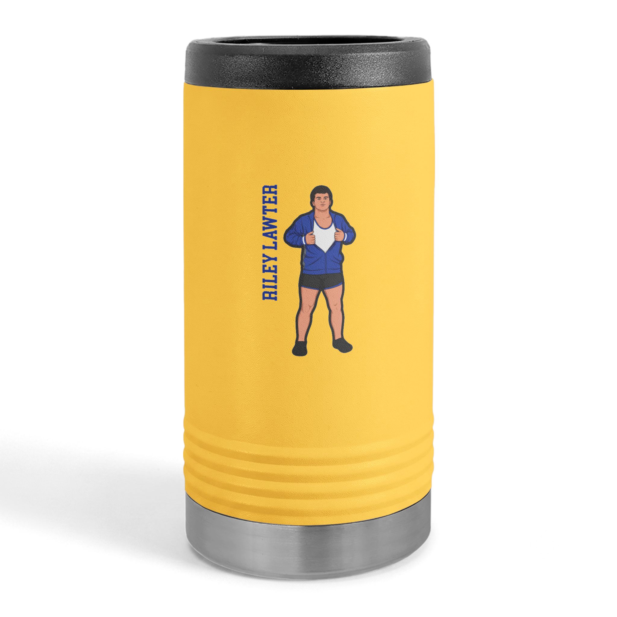 Slim Stainless Can Cooler — character_name_vertical in Yellow