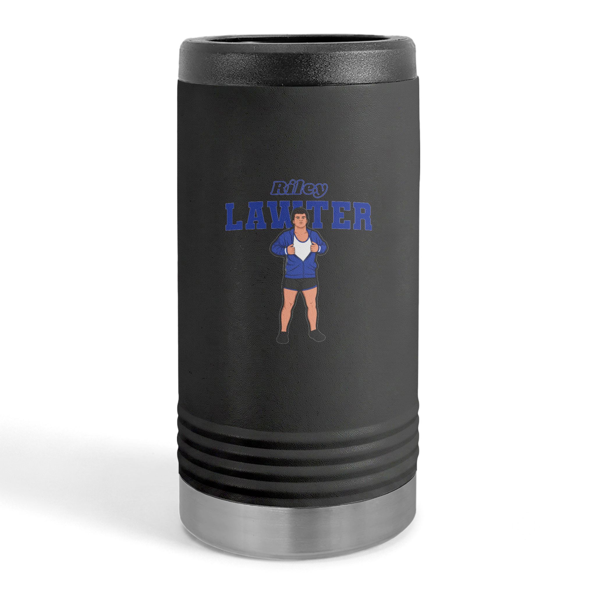 Slim Stainless Can Cooler — character_name_arch in Black