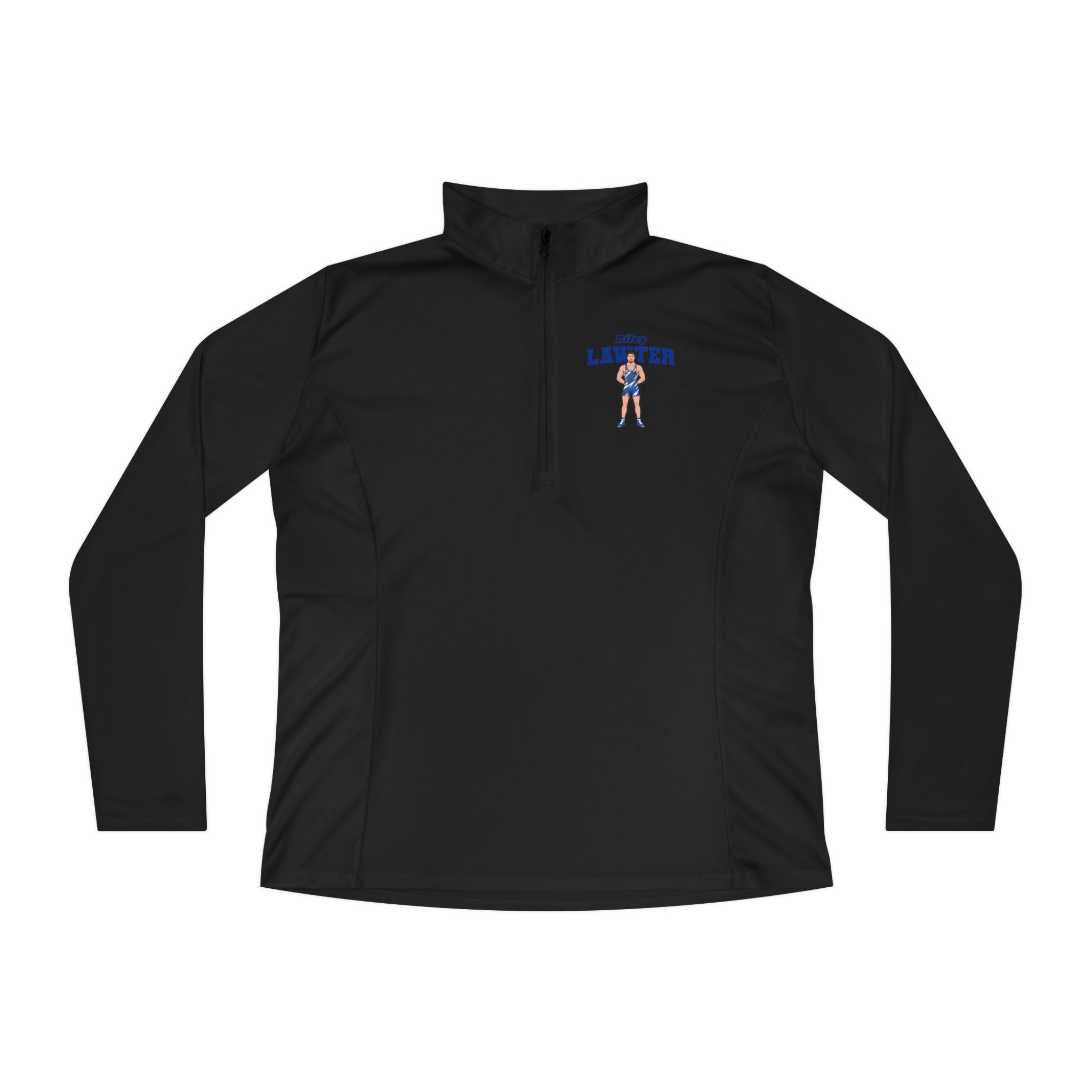Women's Q-Zip Pullover — character_name_arch in Black