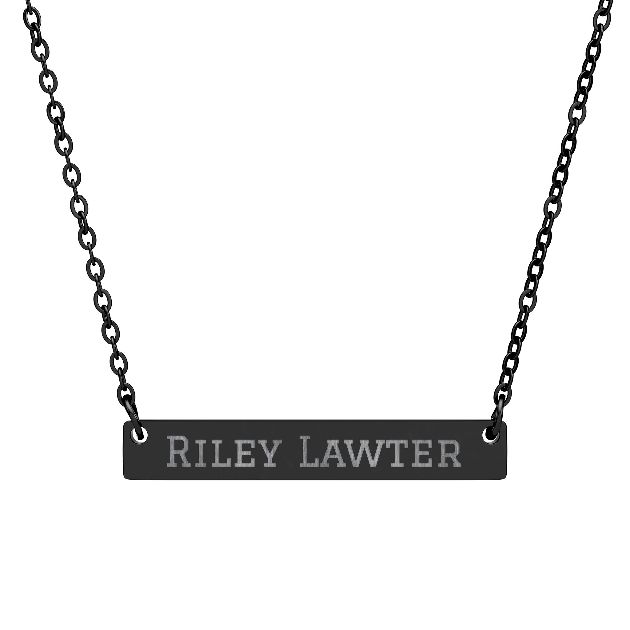 Engraved Bar Necklace — Classic in Black