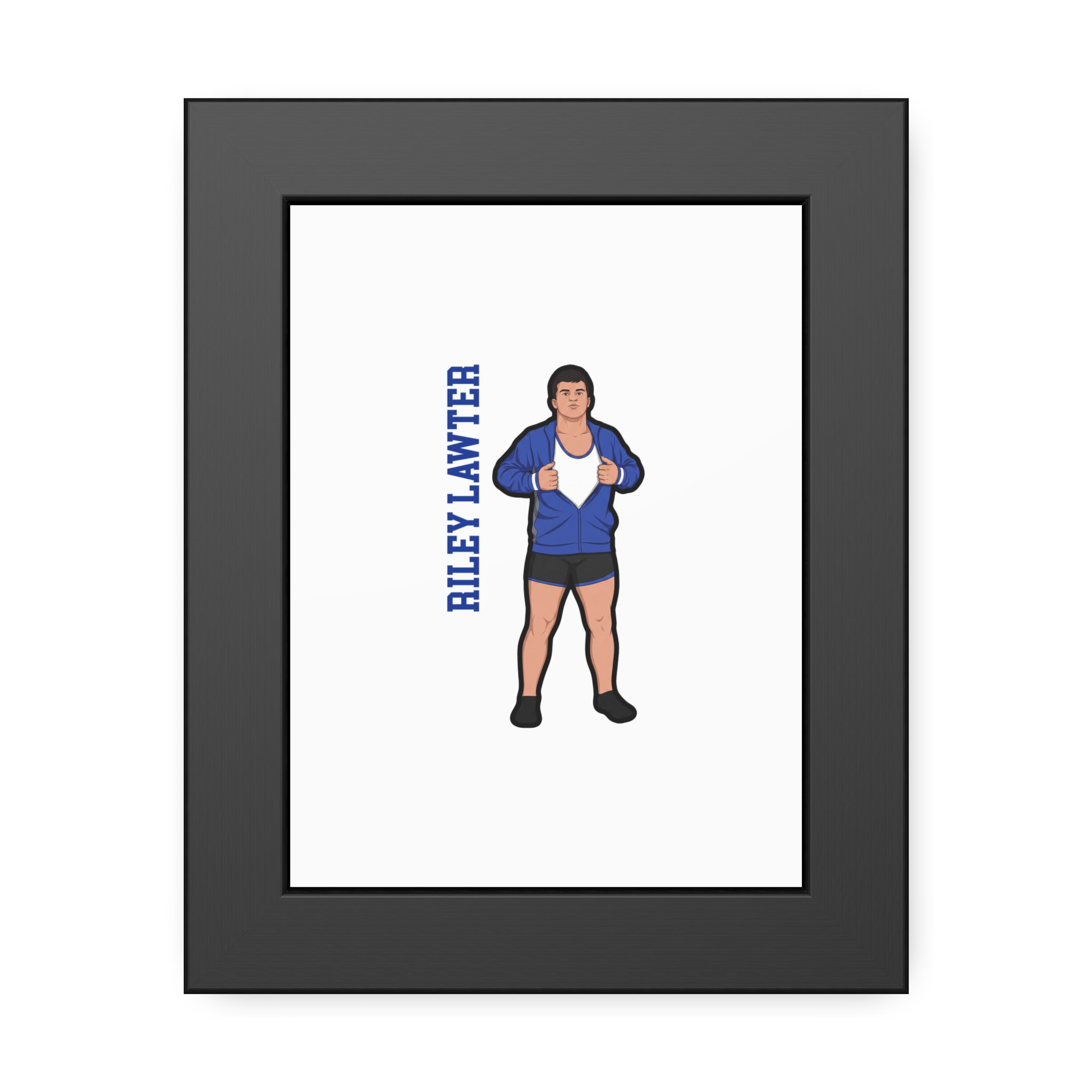 Framed Poster — character_name_vertical in Black