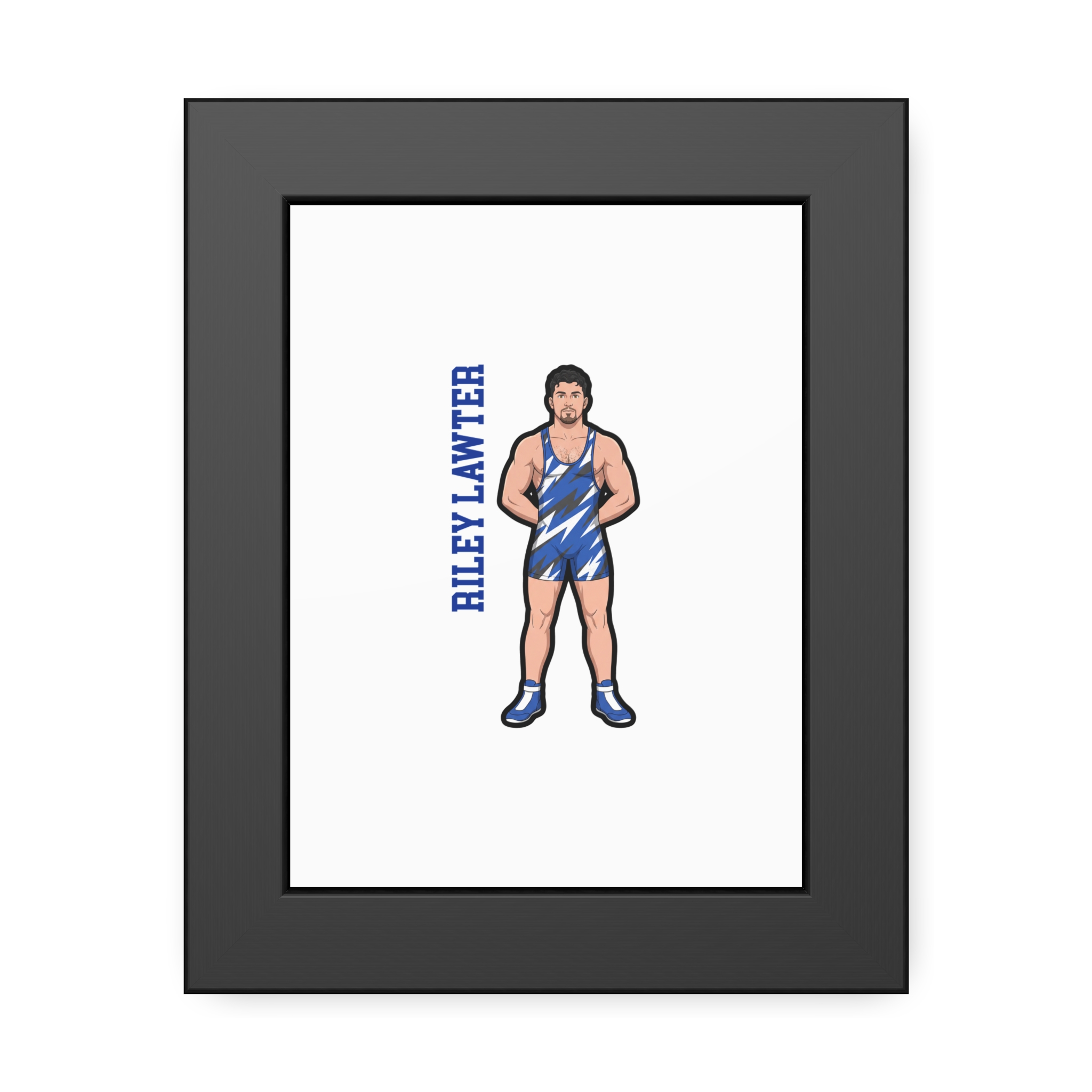 Framed Poster — character_name_vertical in Black