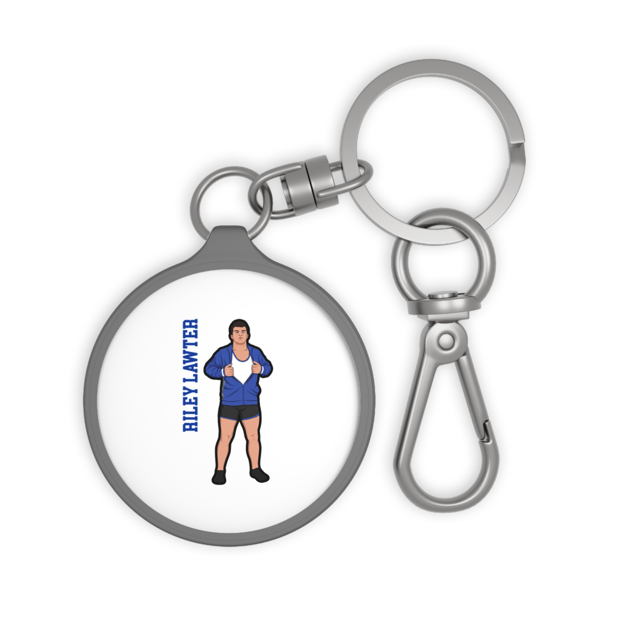 Keychain — character_name_vertical in Grey