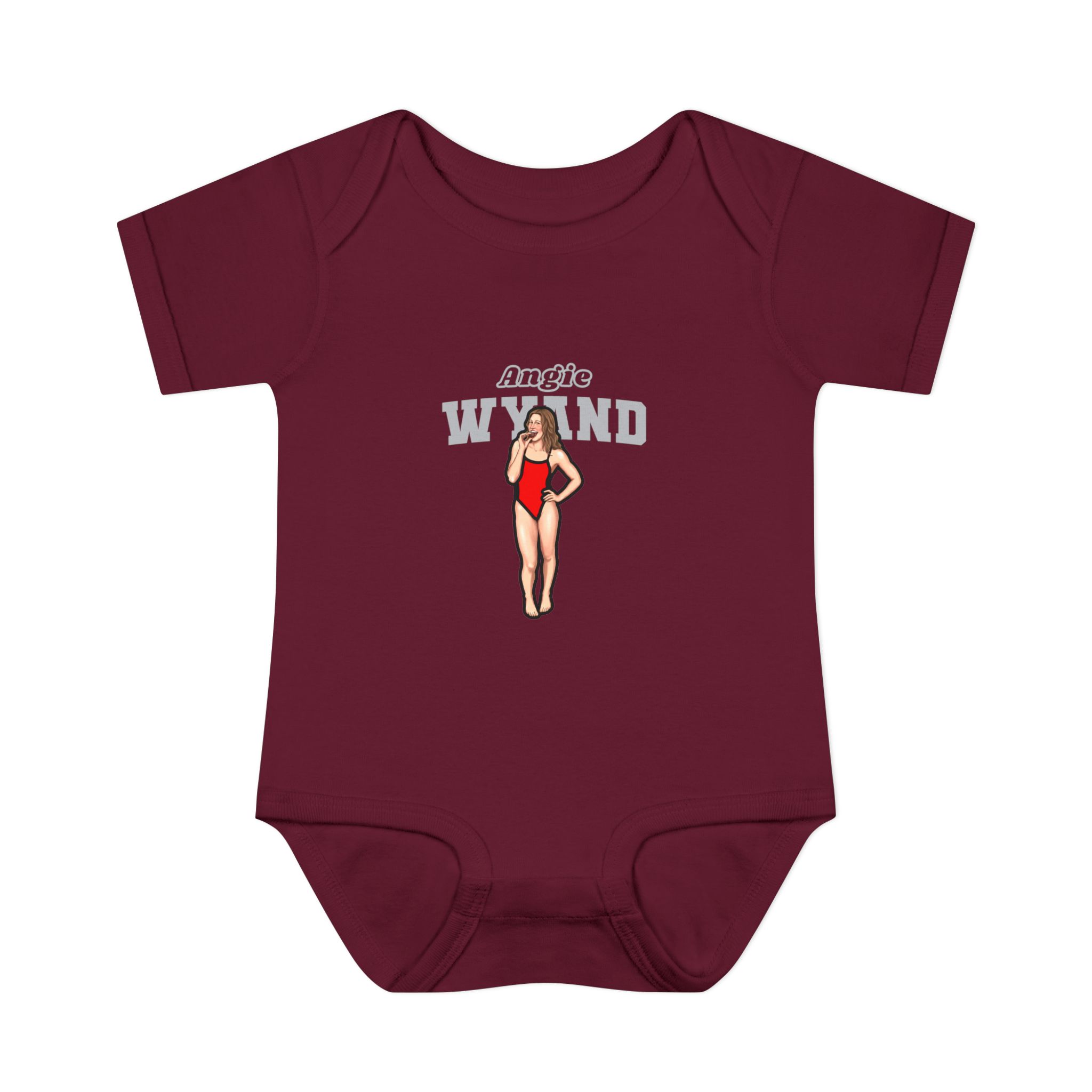 Baby Onesie — character_name_arch in Maroon
