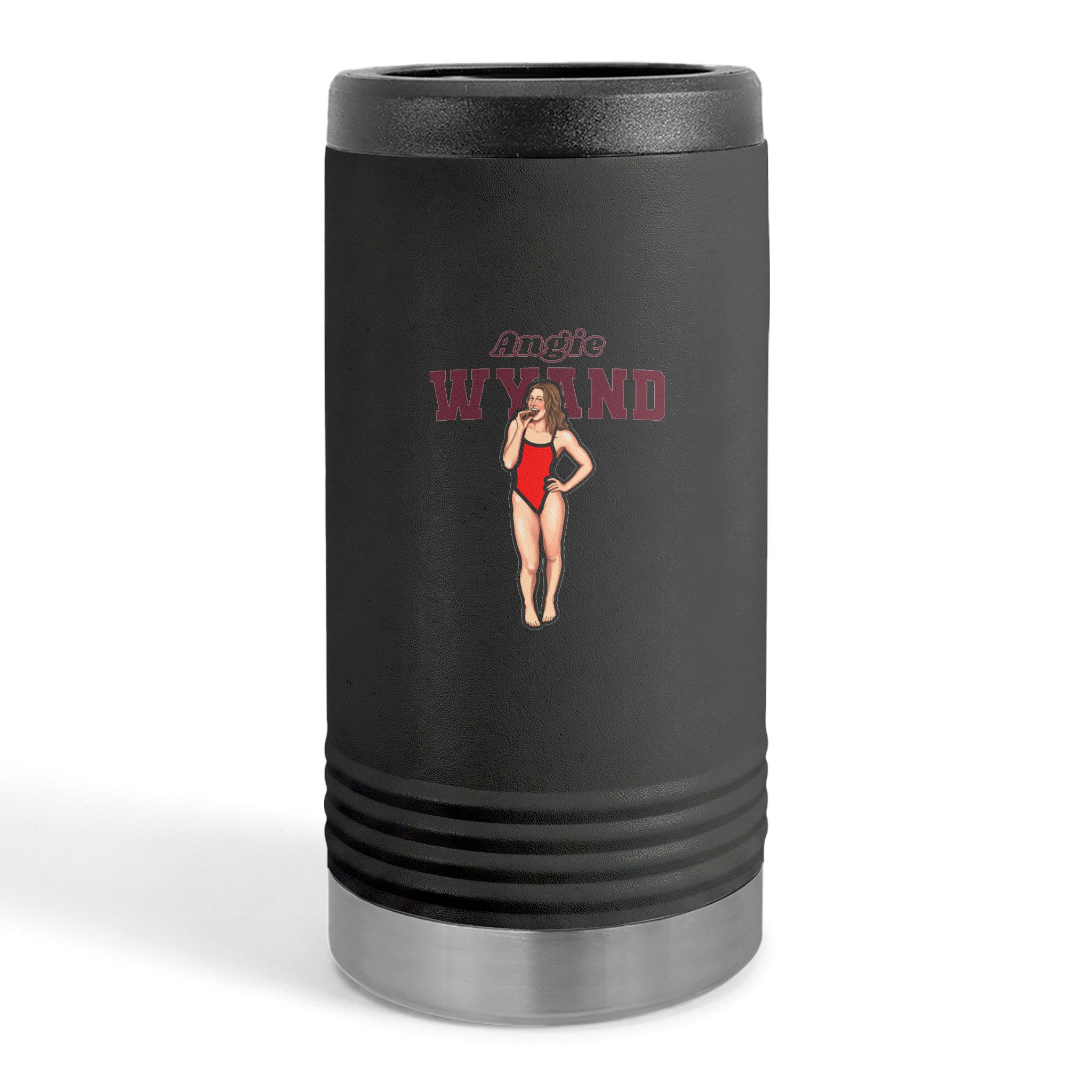 Slim Stainless Can Cooler — character_name_arch in Black