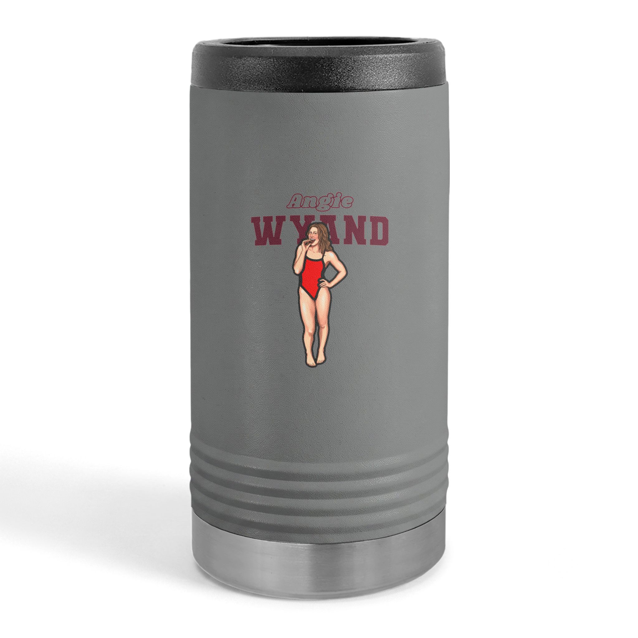 Slim Stainless Can Cooler — character_name_arch in Grey