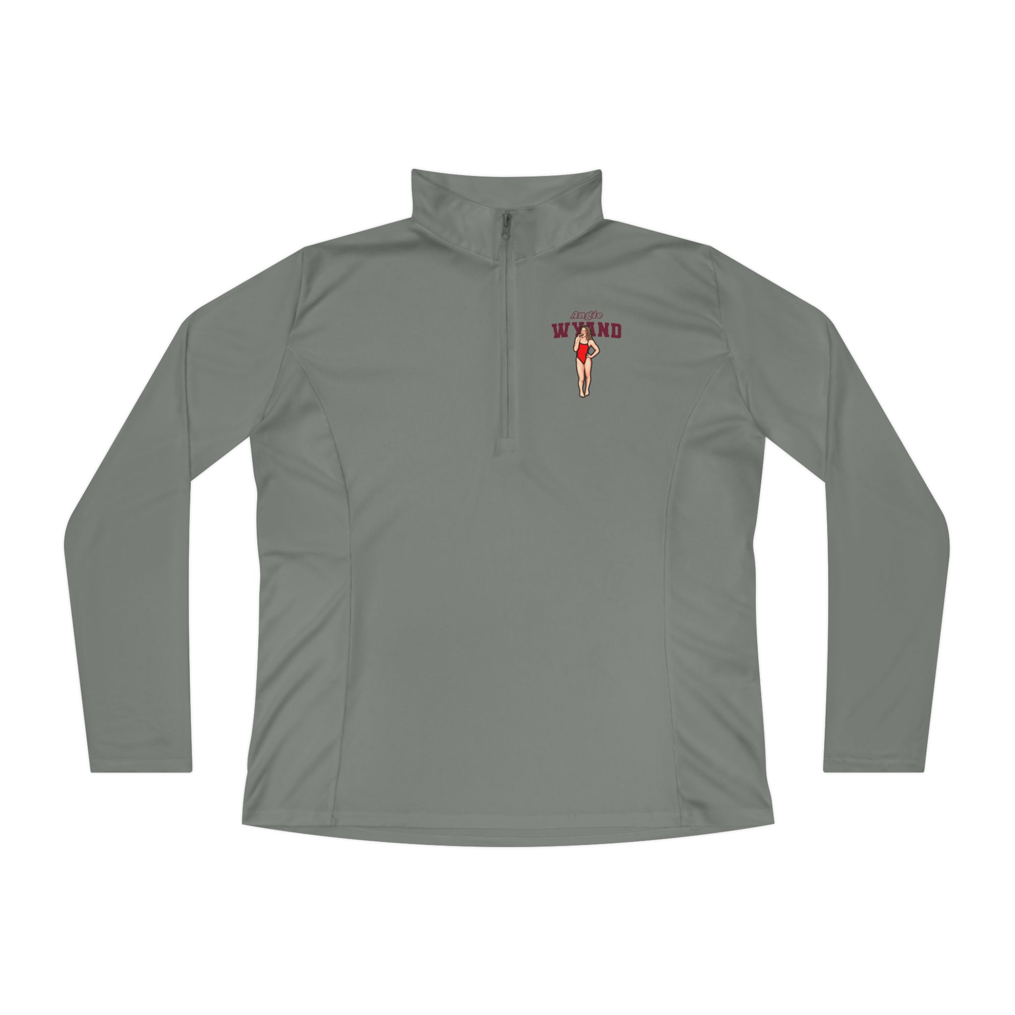 Women's Q-Zip Pullover — character_name_arch in Grey