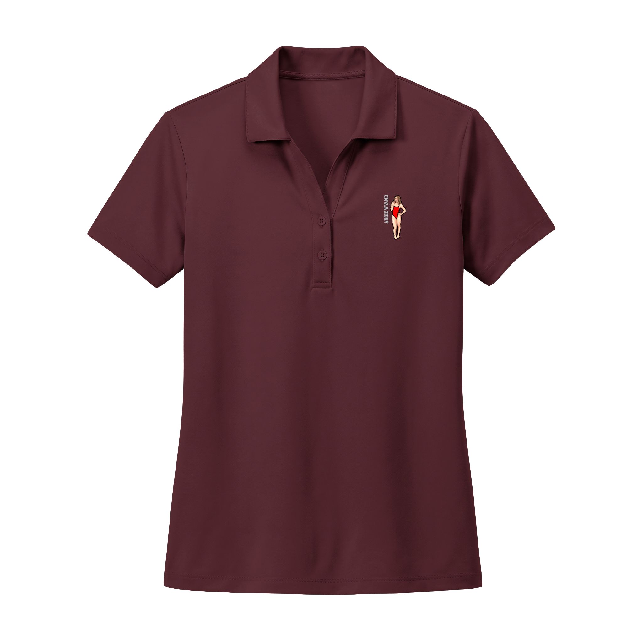 Women's Polo — character_name_vertical in Maroon