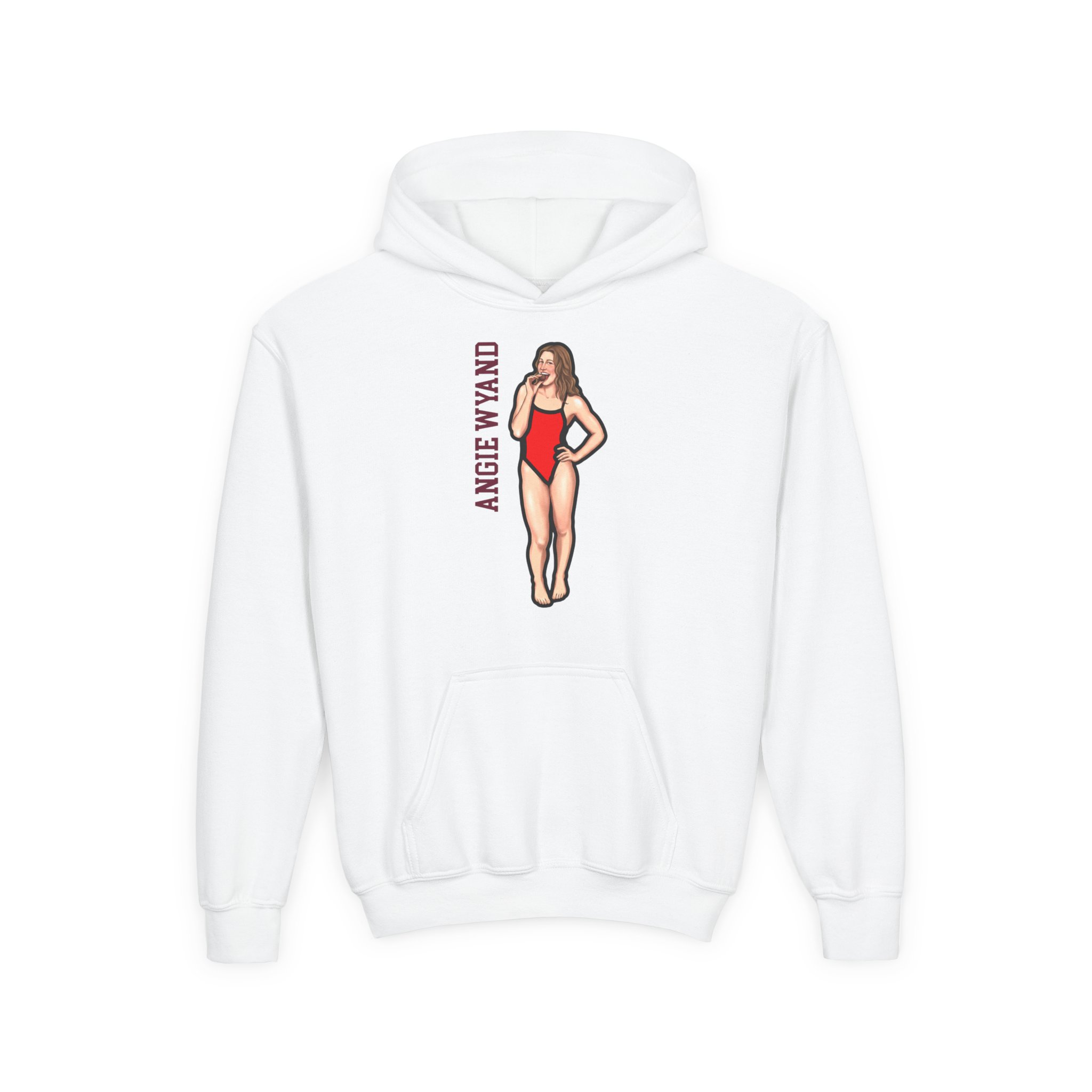 Youth Hoodie — character_name_vertical in White