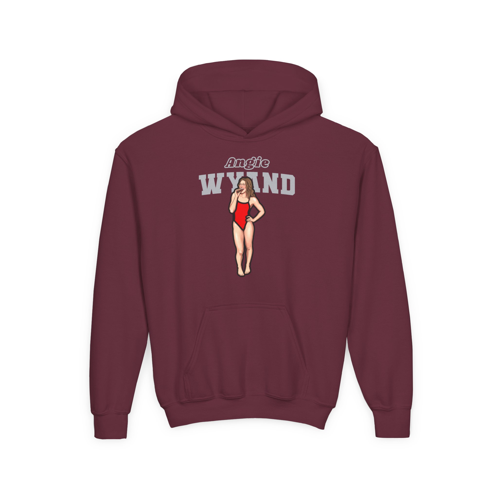 Youth Hoodie — character_name_arch in Maroon