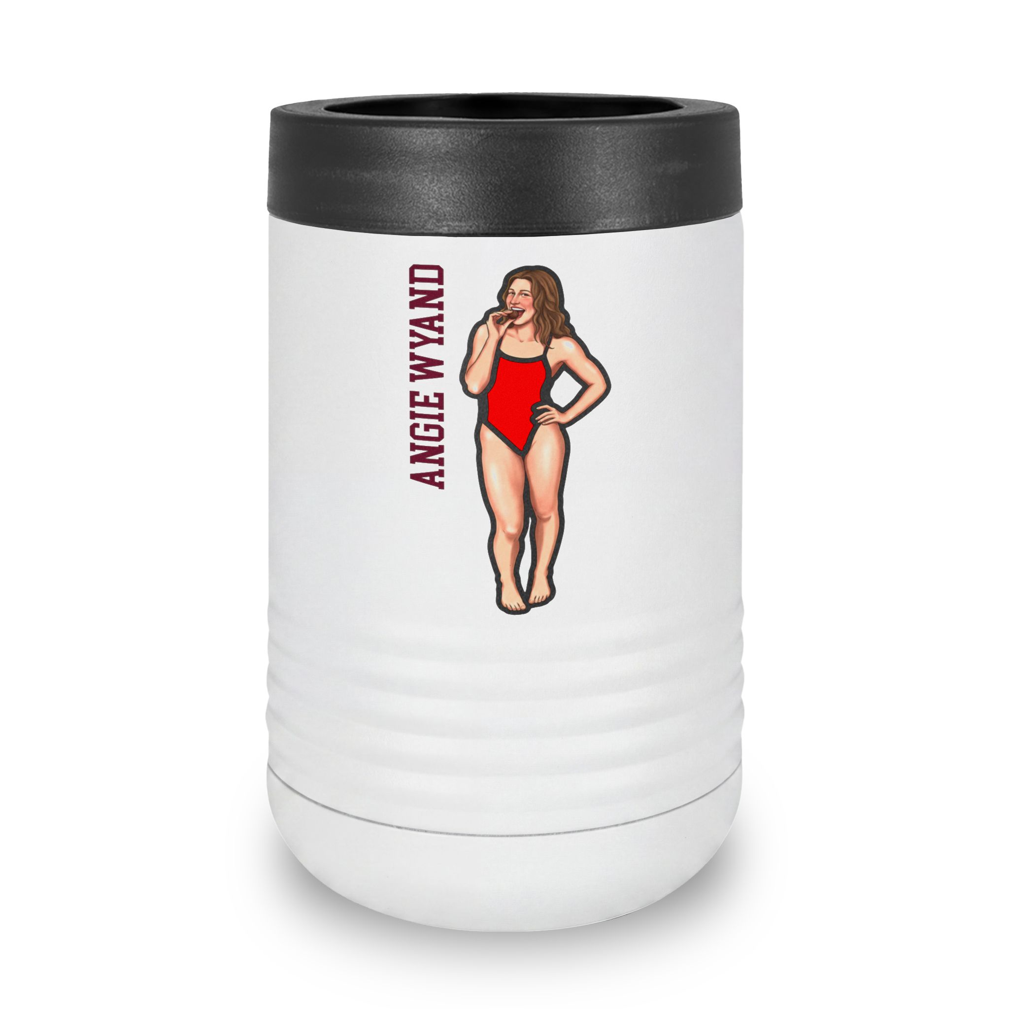 Stainless Can Cooler — character_name_vertical in White