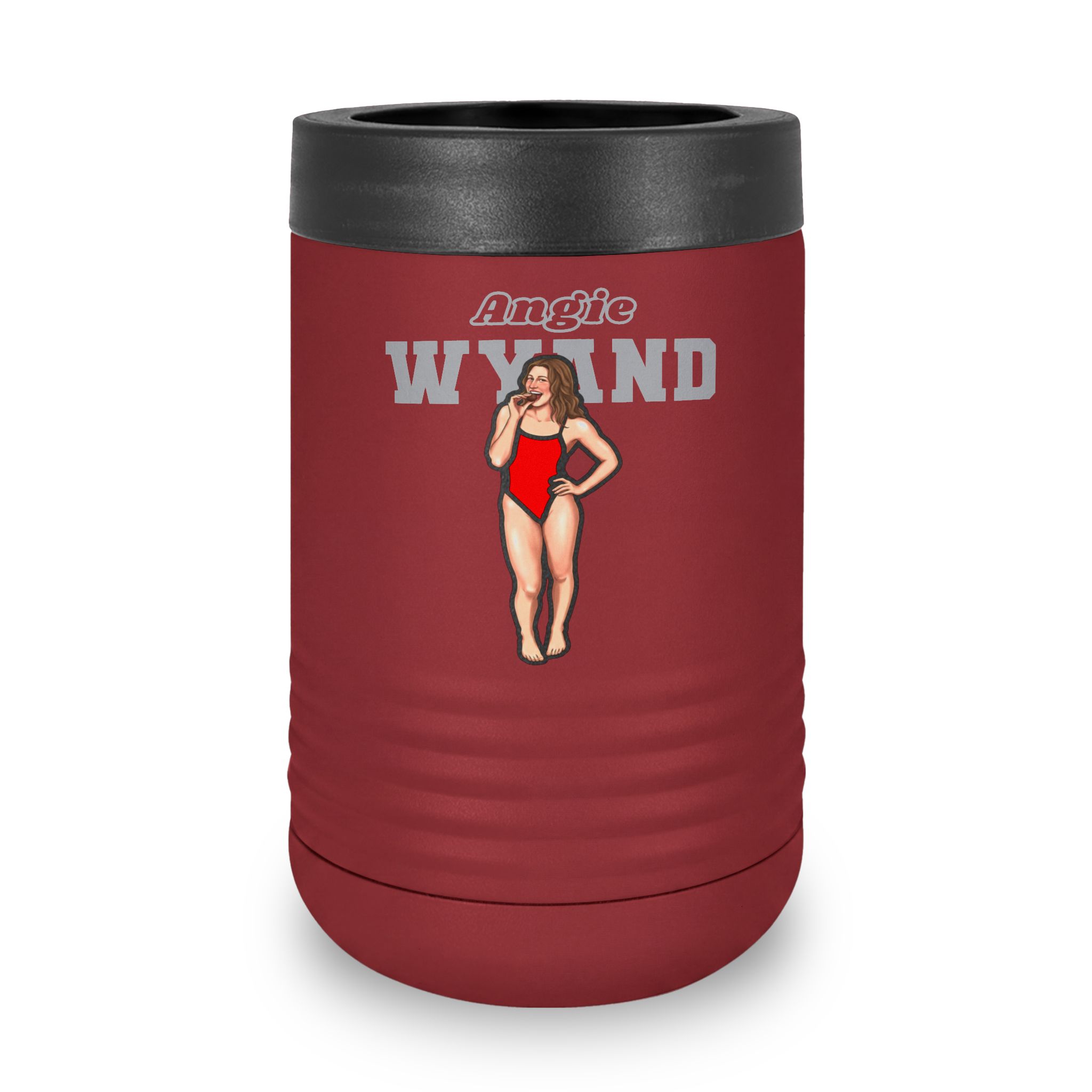 Stainless Can Cooler — character_name_arch in Maroon