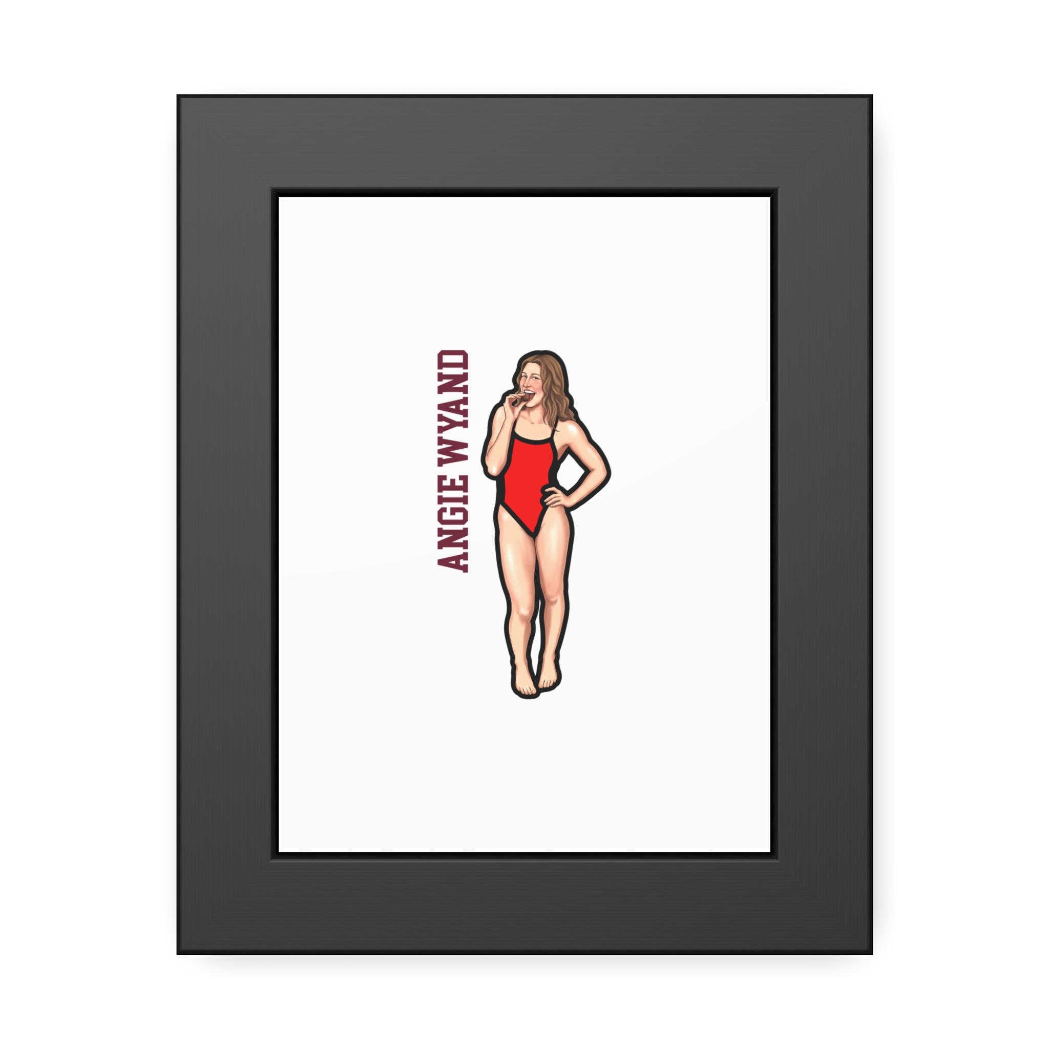 Framed Poster — character_name_vertical in Black