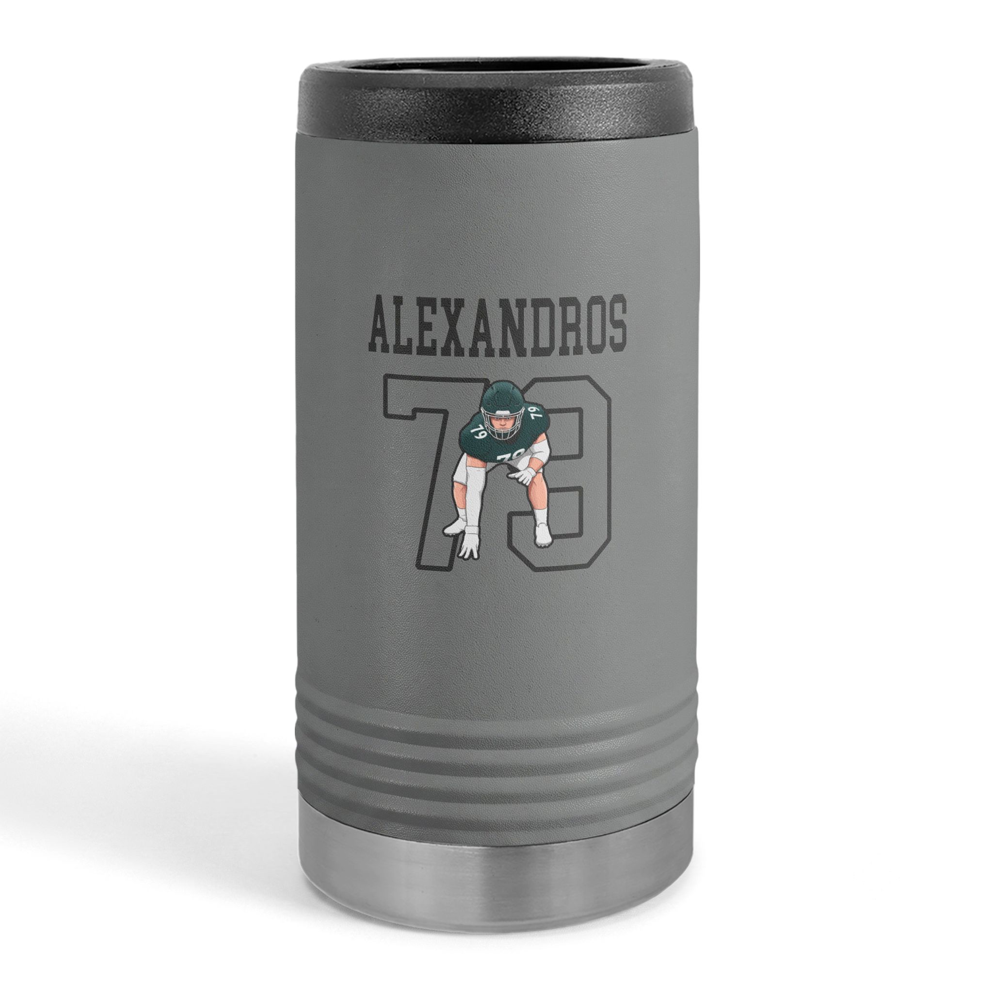 Slim Stainless Can Cooler — character_shirsey in Grey