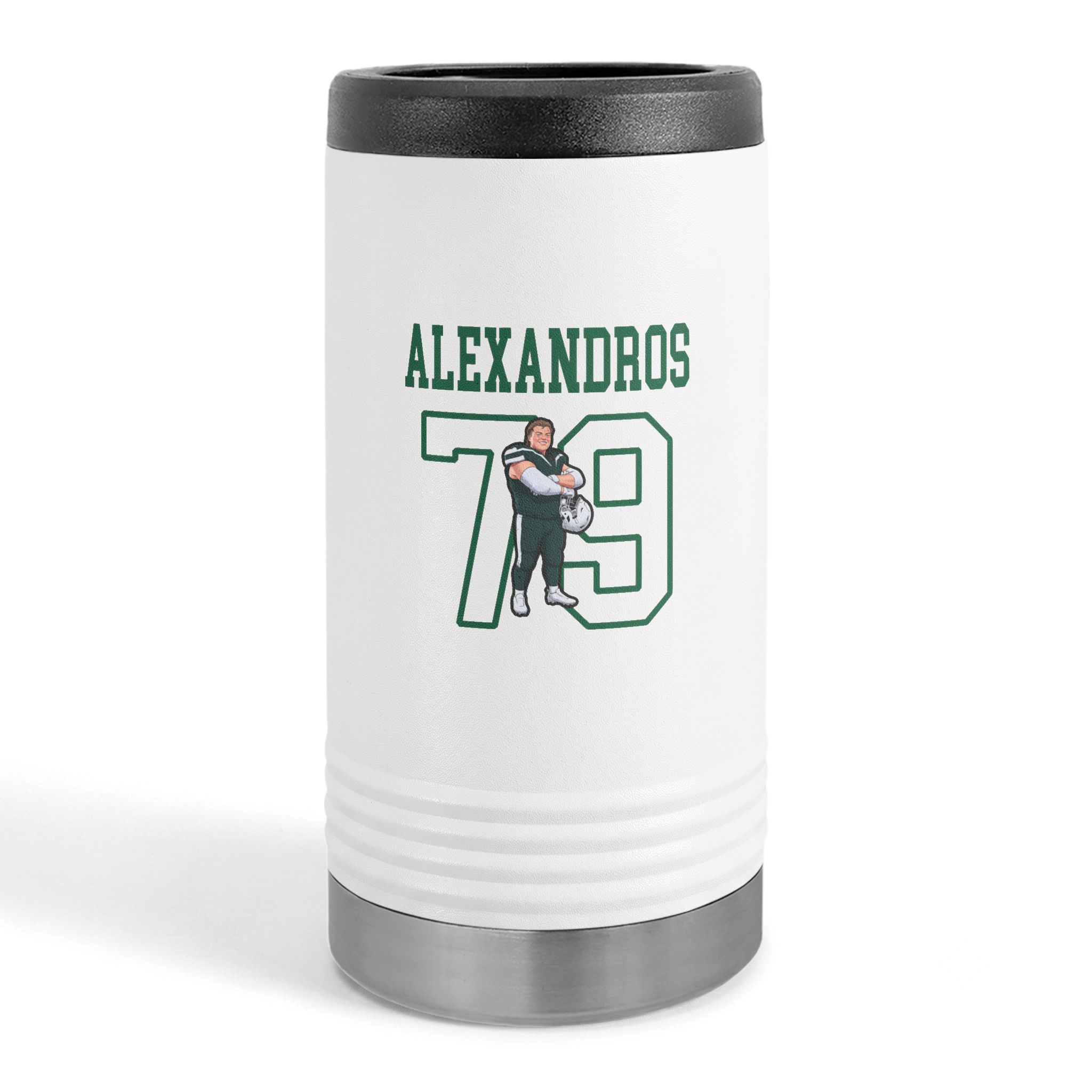 Slim Stainless Can Cooler — character_shirsey in White
