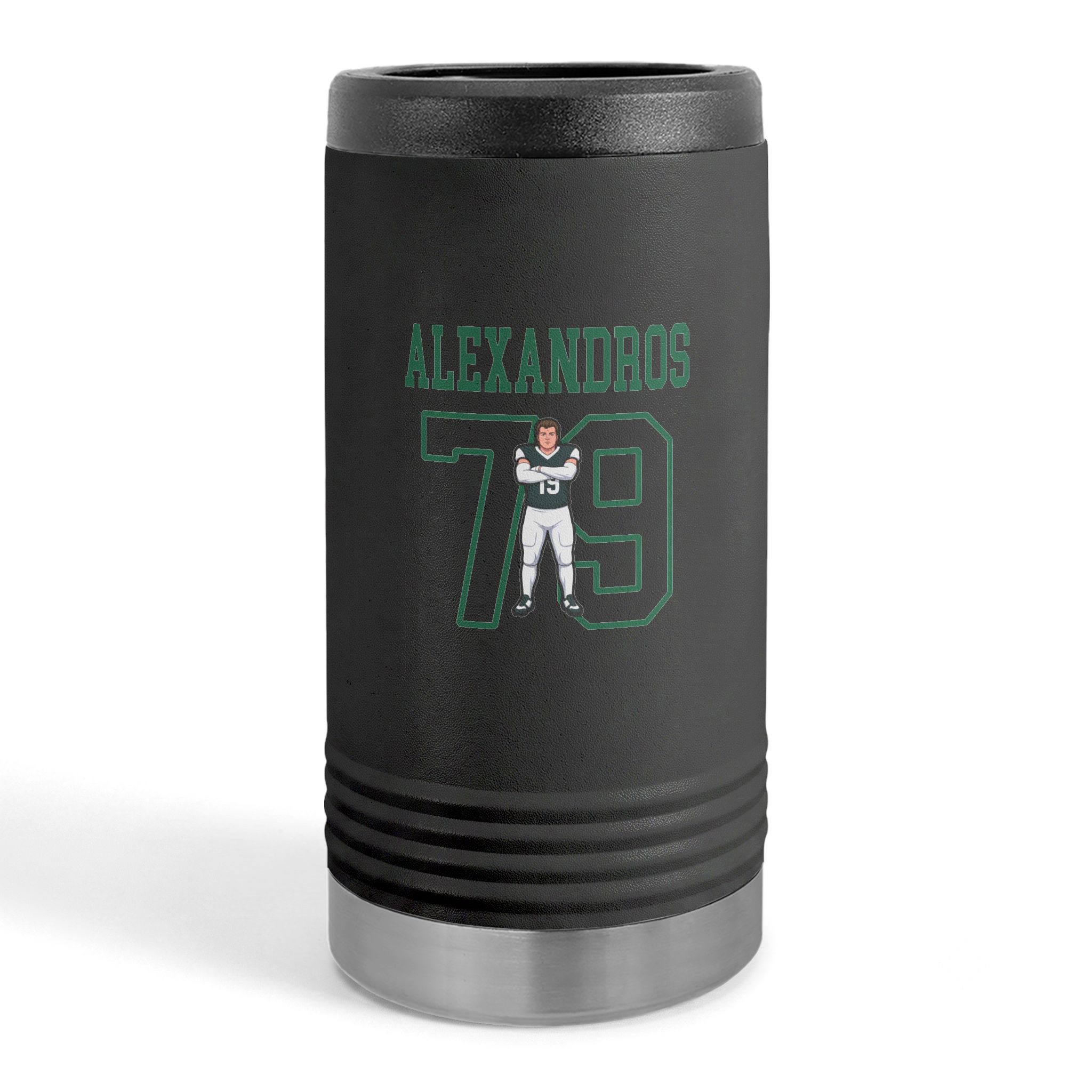 Slim Stainless Can Cooler — character_shirsey in Black