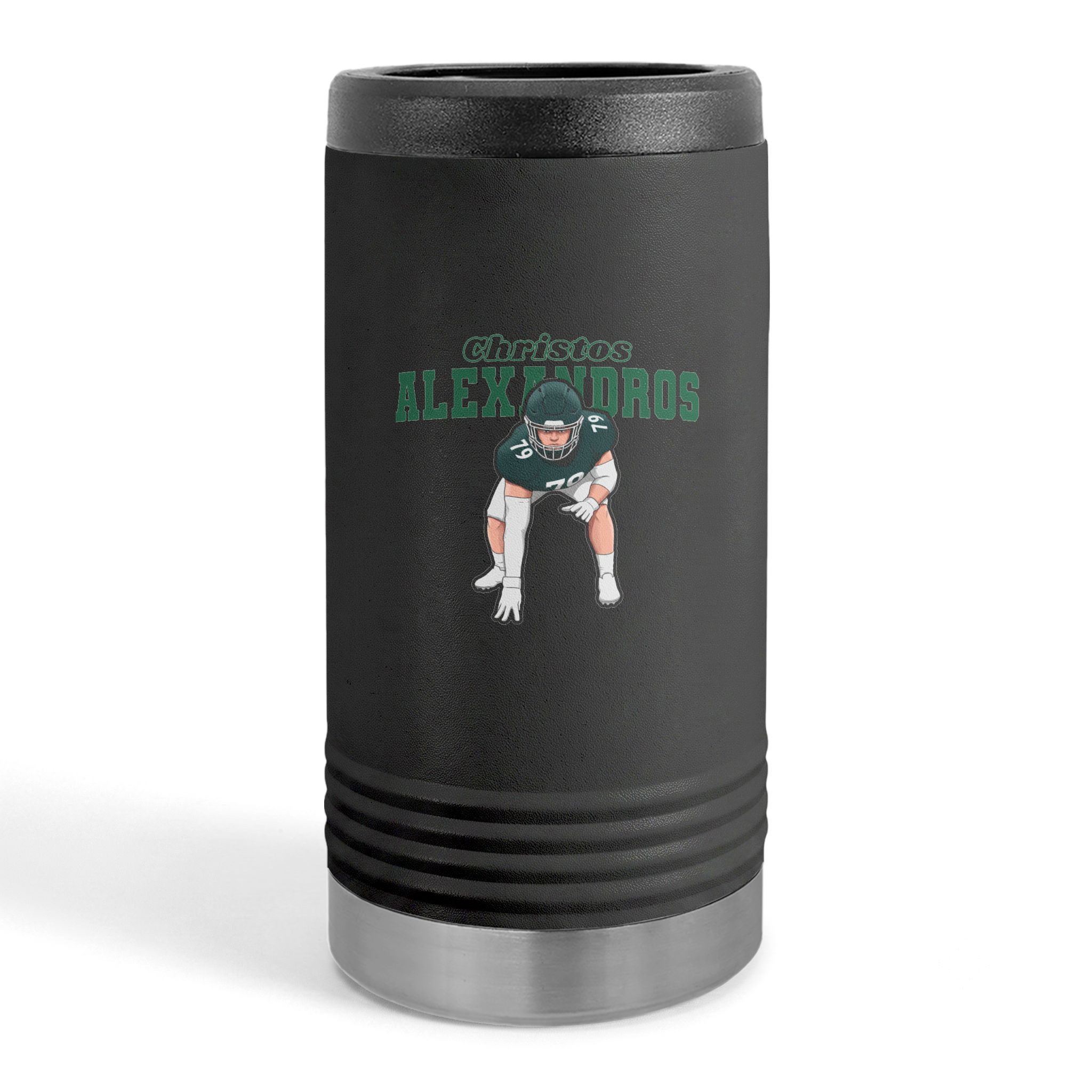Slim Stainless Can Cooler — character_name_arch in Black