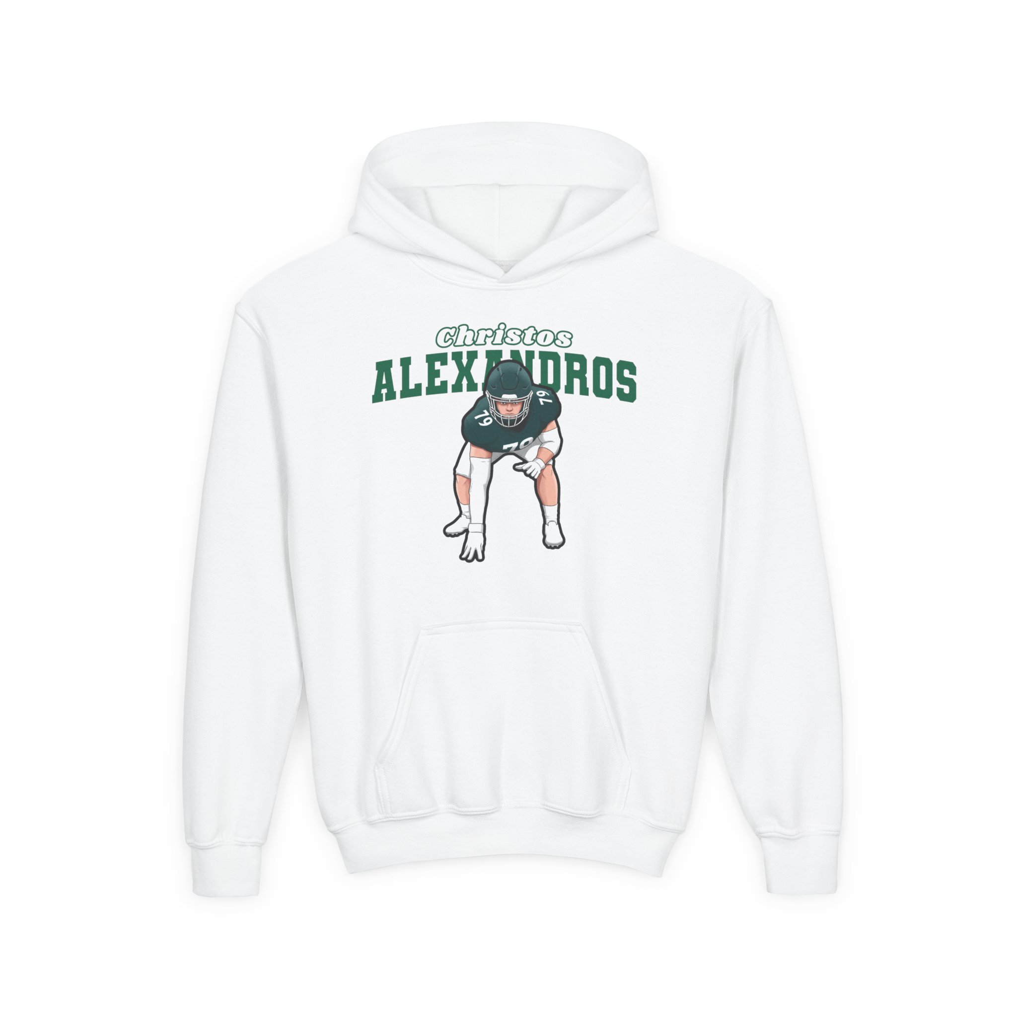 Youth Hoodie — character_name_arch in White