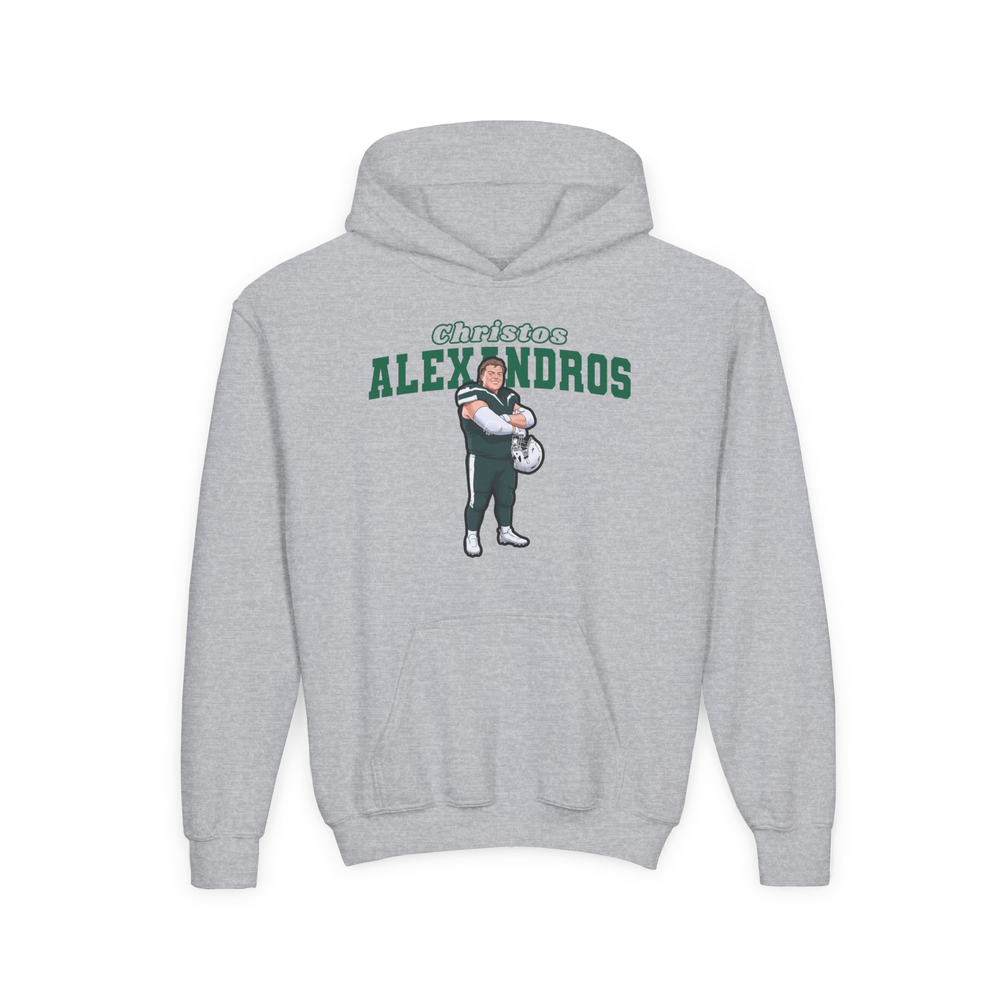 Youth Hoodie — character_name_arch in Grey