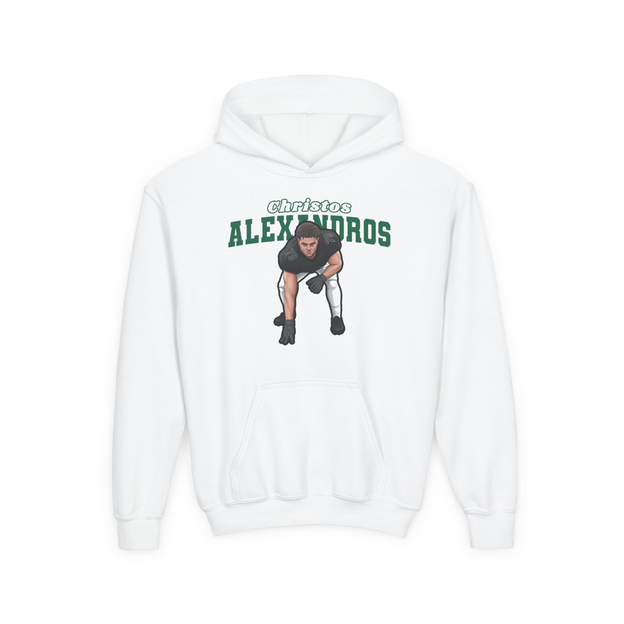 Youth Hoodie — character_name_arch in White