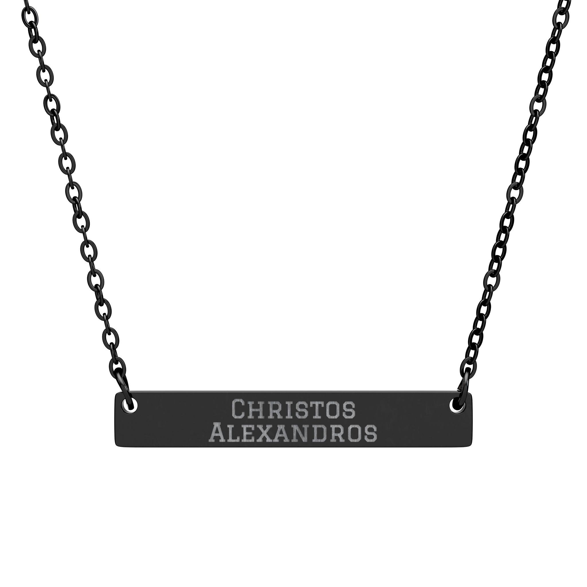 Engraved Bar Necklace — Classic in Black