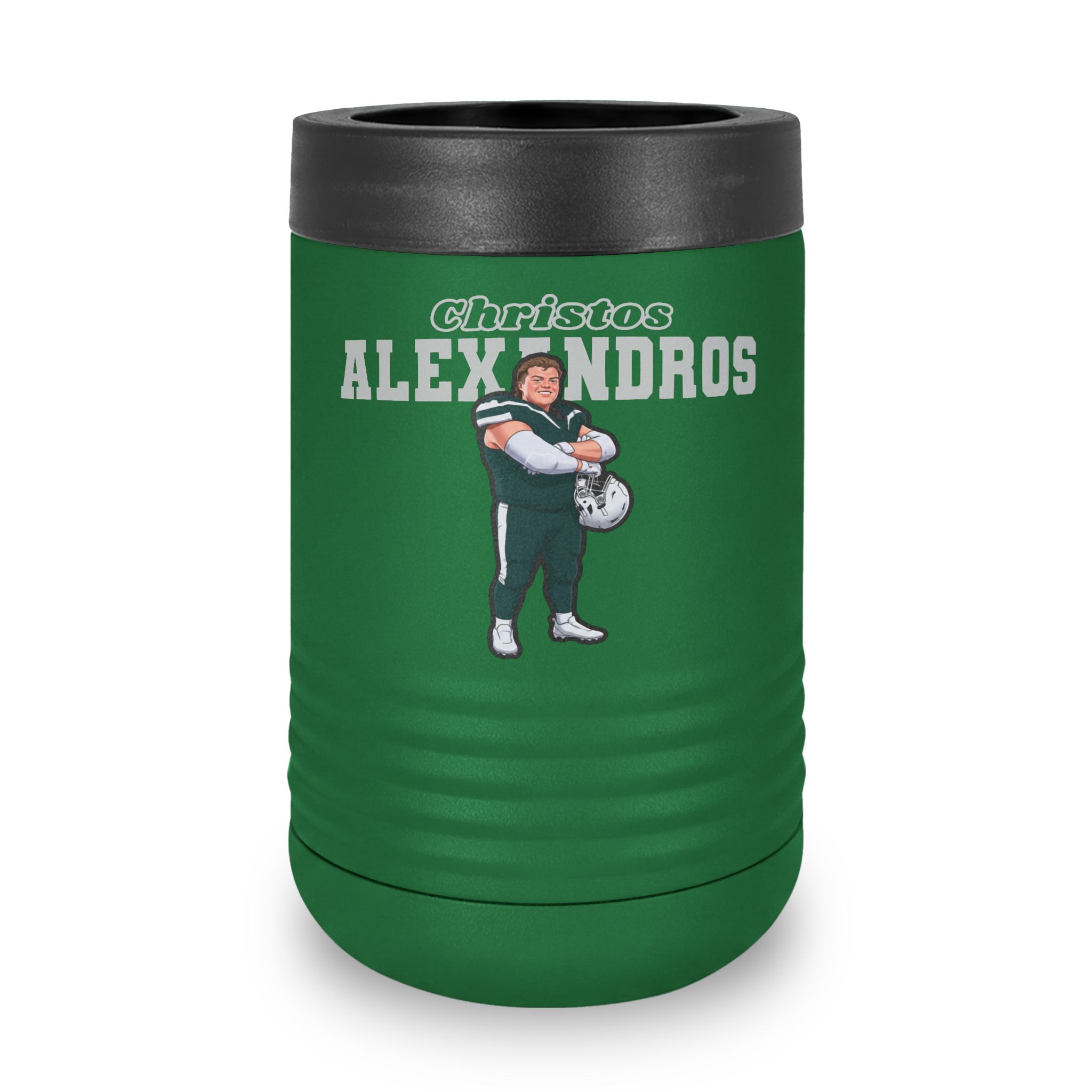 Stainless Can Cooler — character_name_arch in Green