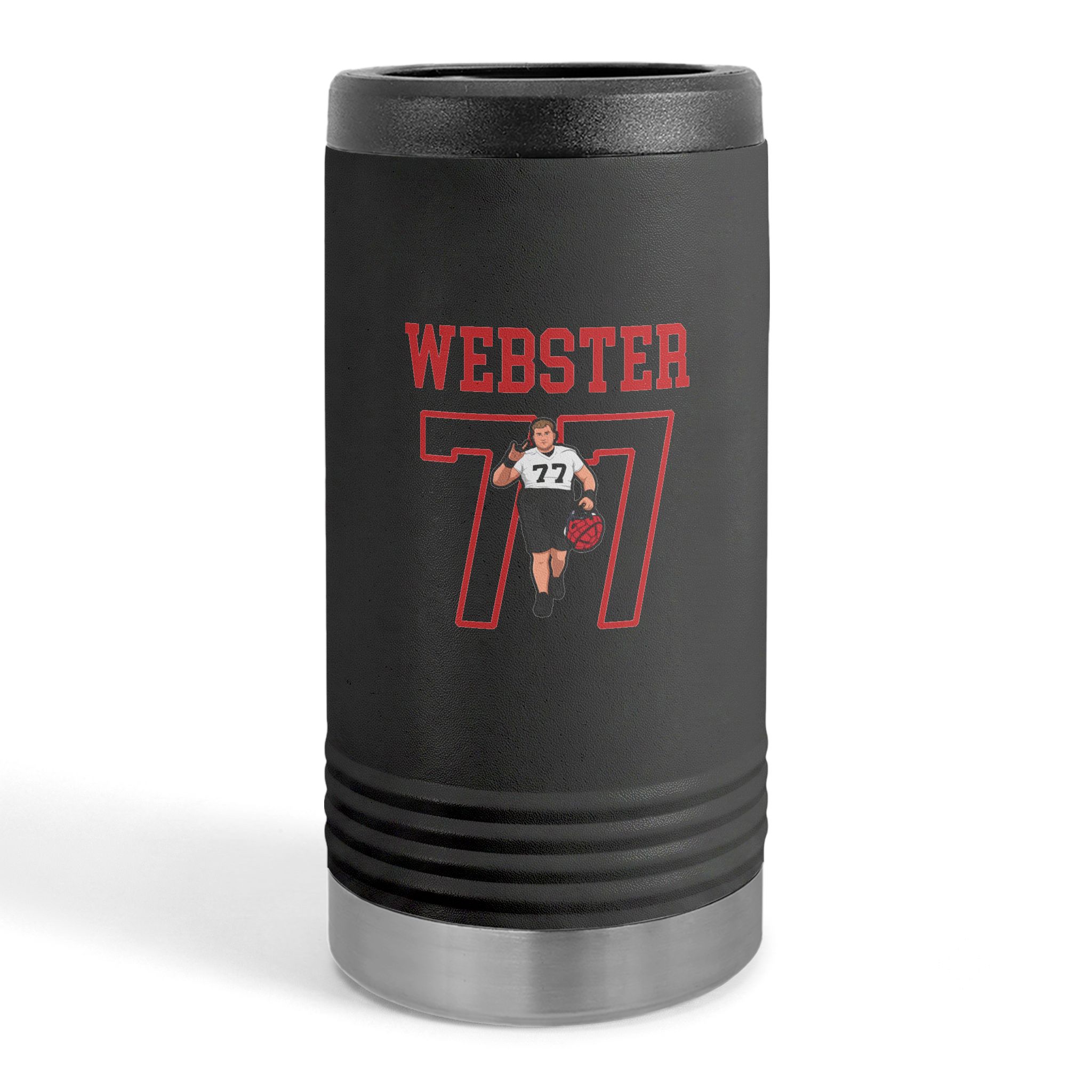 Slim Stainless Can Cooler — character_shirsey in Black