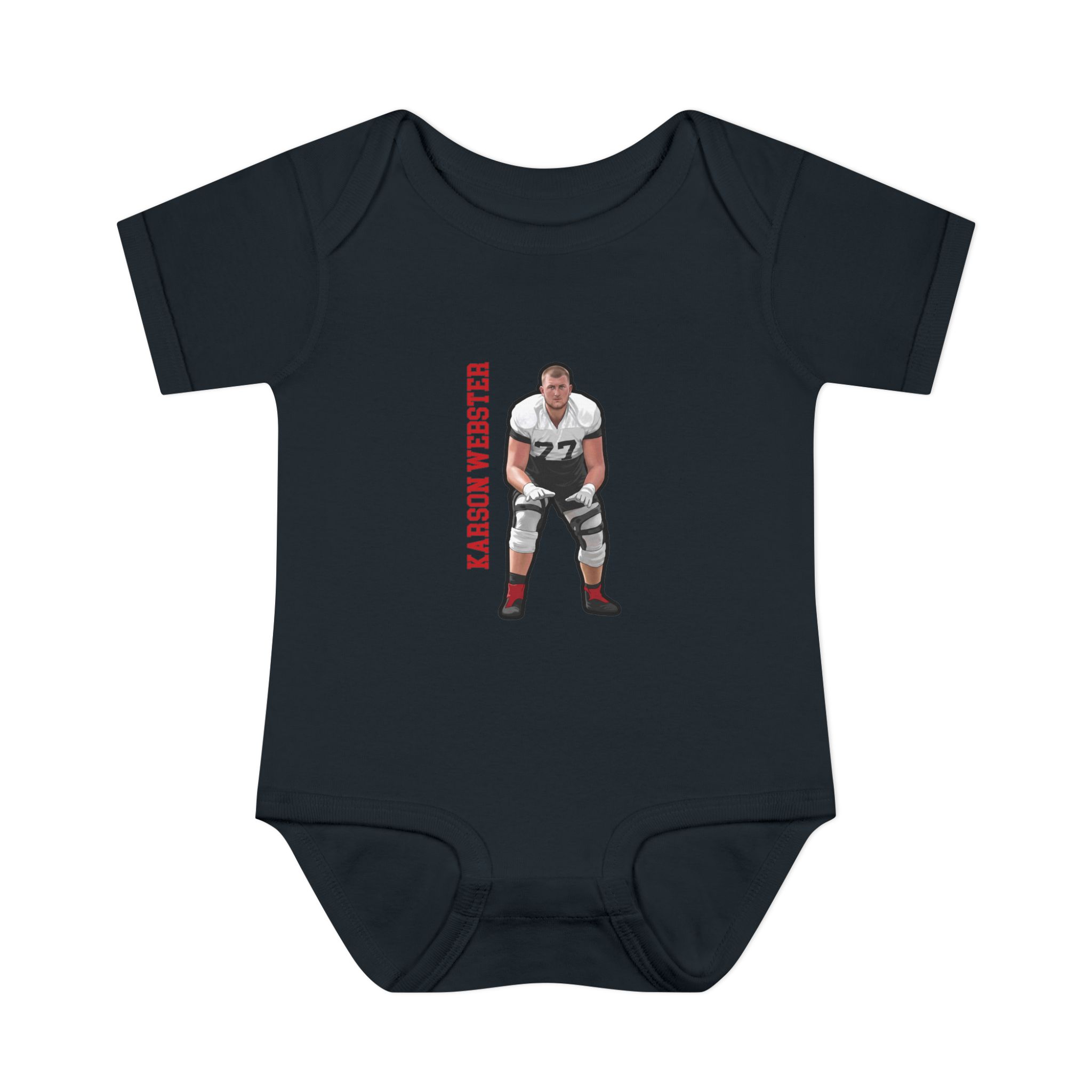 Baby Onesie — character_name_vertical in Black