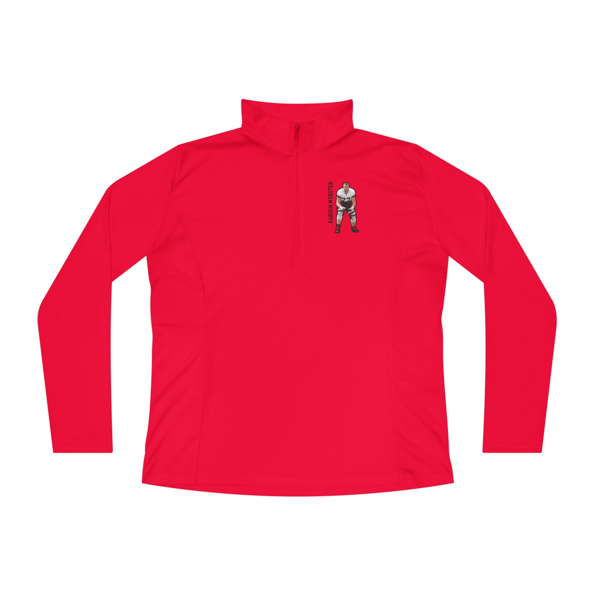Women's Q-Zip Pullover — character_name_vertical in Red