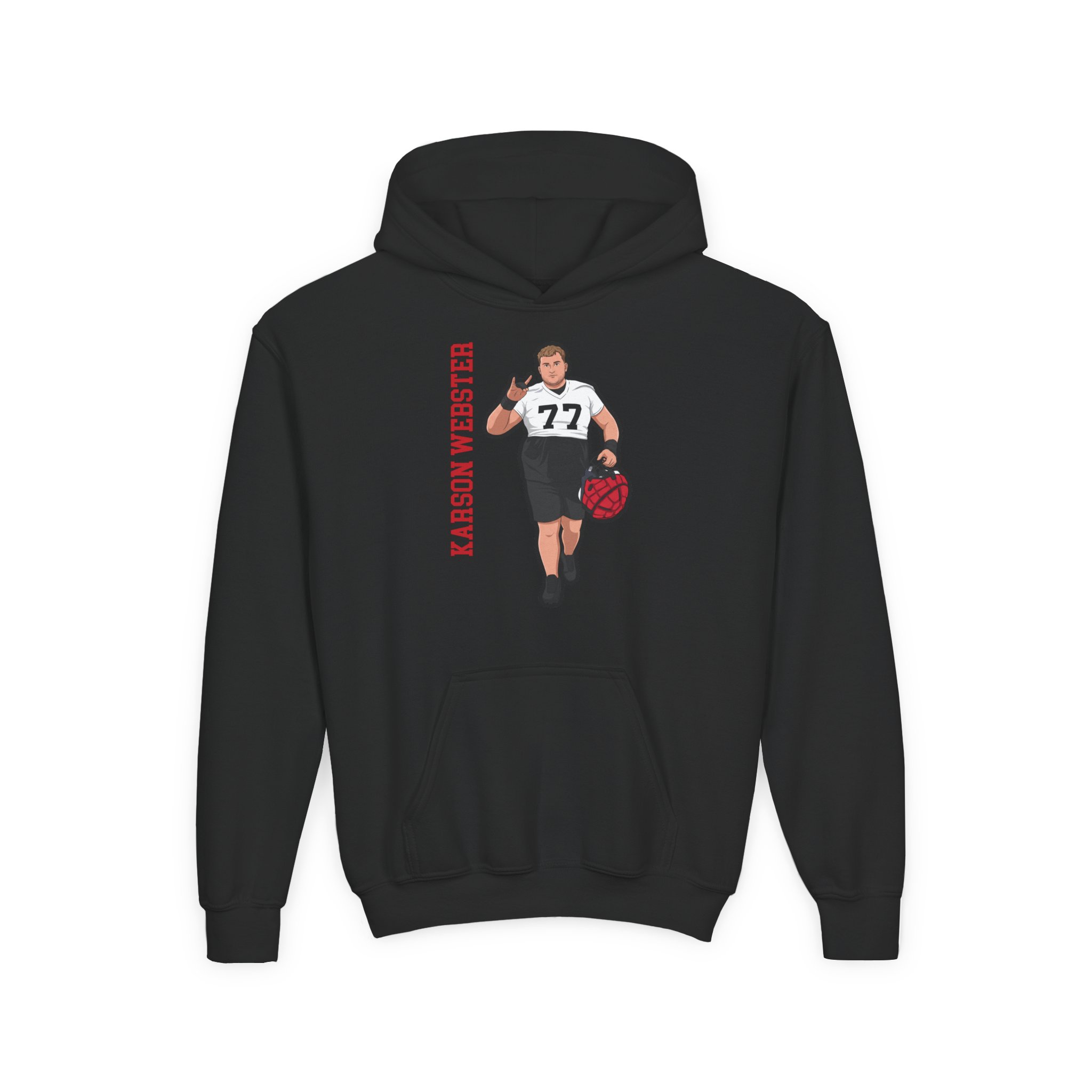 Youth Hoodie — character_name_vertical in Black