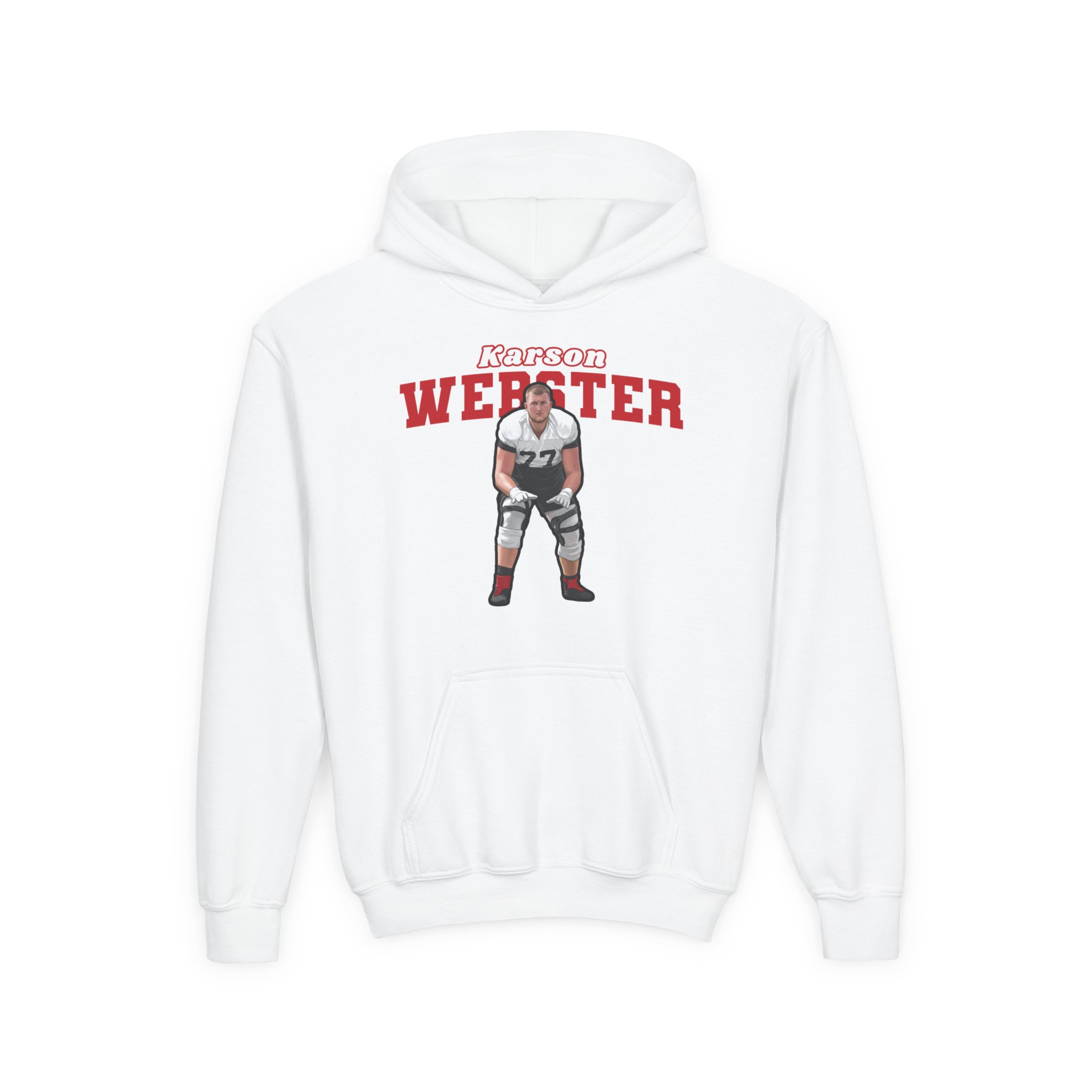 Youth Hoodie — character_name_arch in White