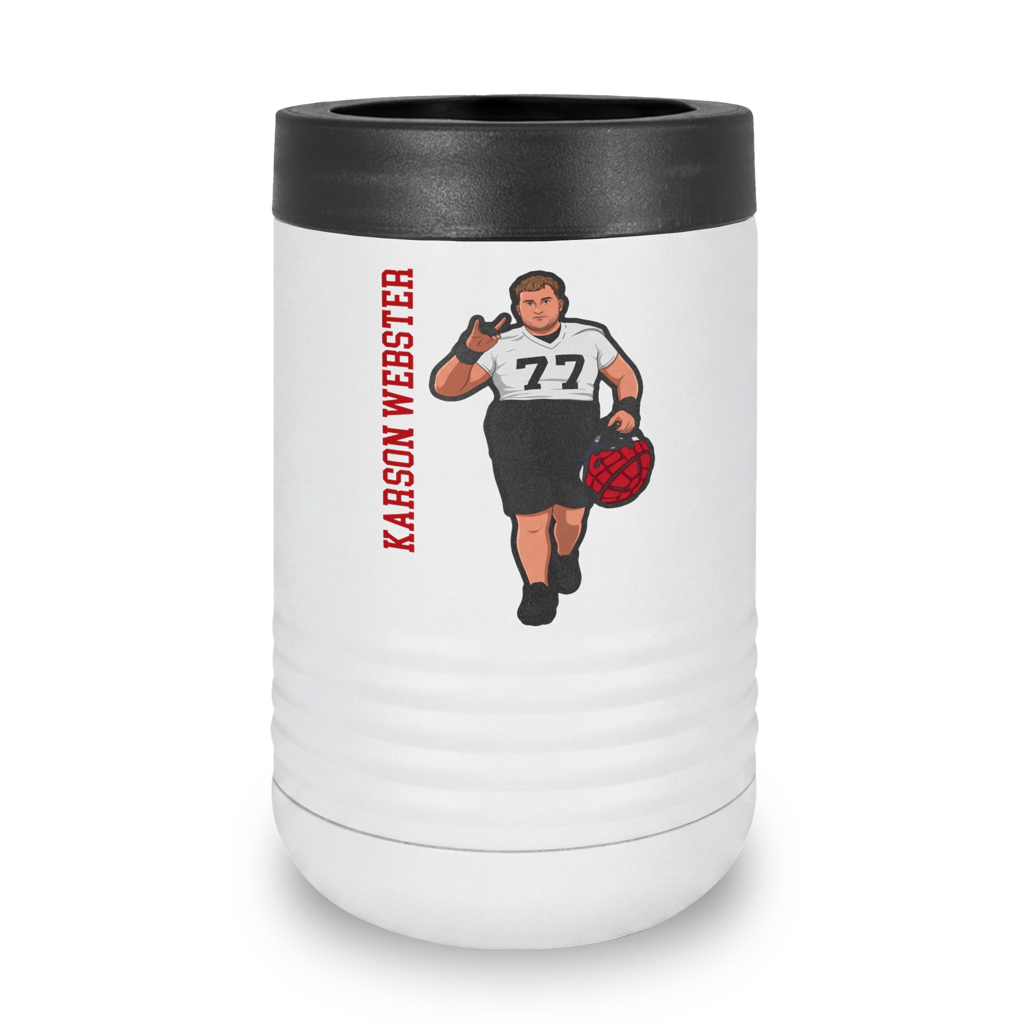 Stainless Can Cooler — character_name_vertical in White