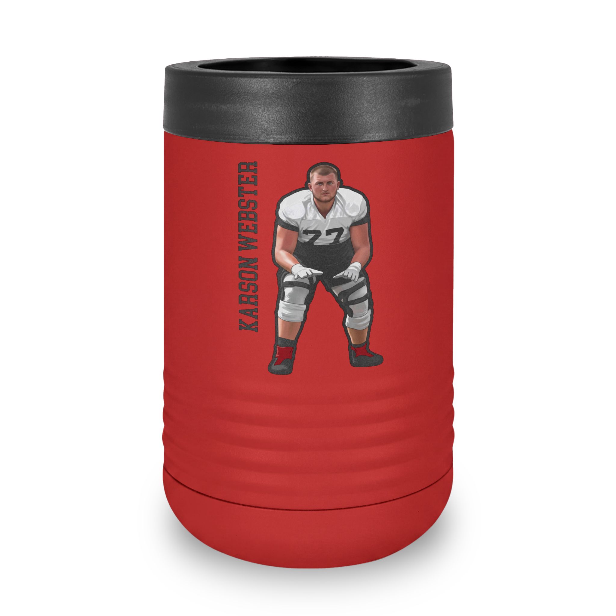 Stainless Can Cooler — character_name_vertical in Red