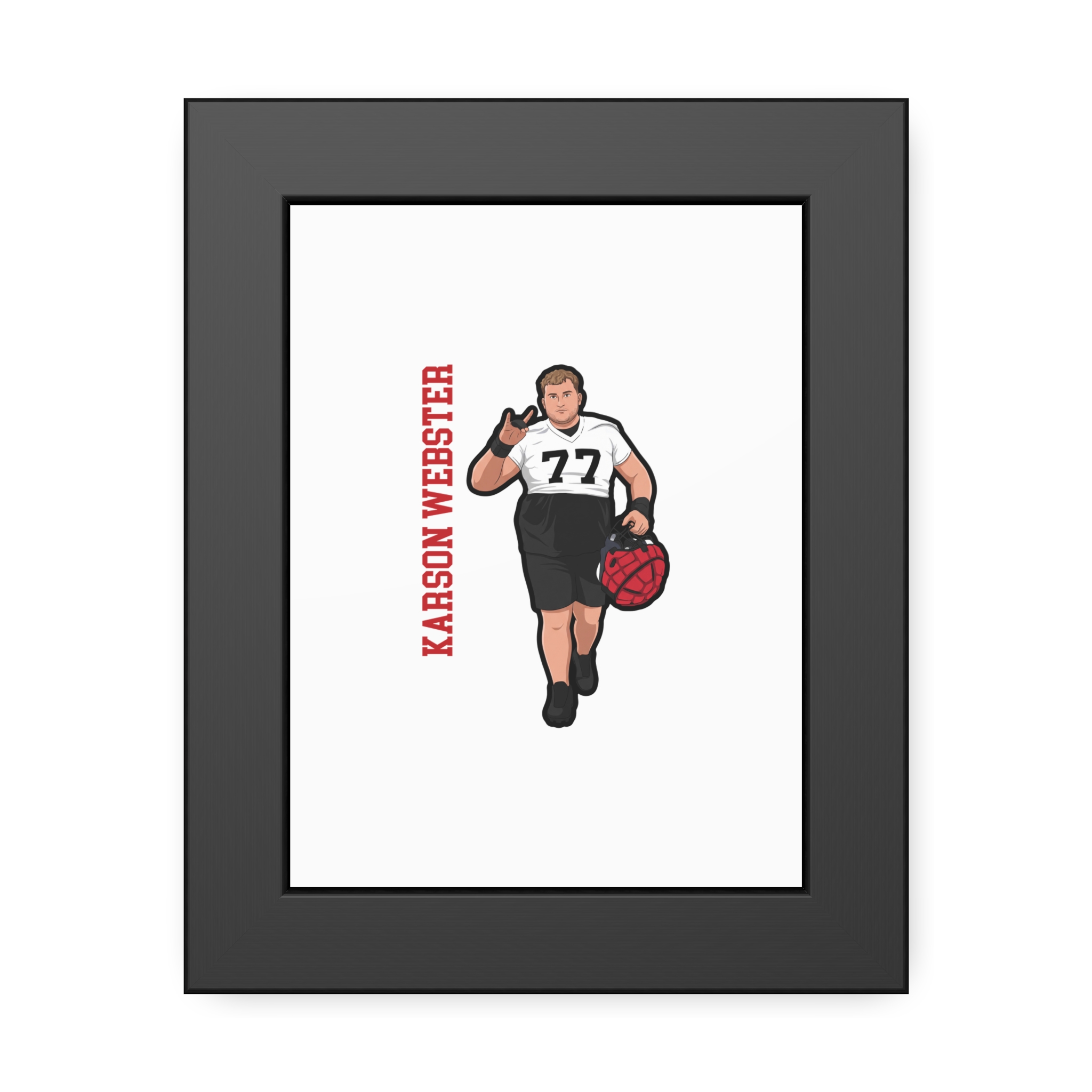 Framed Poster — character_name_vertical in Black