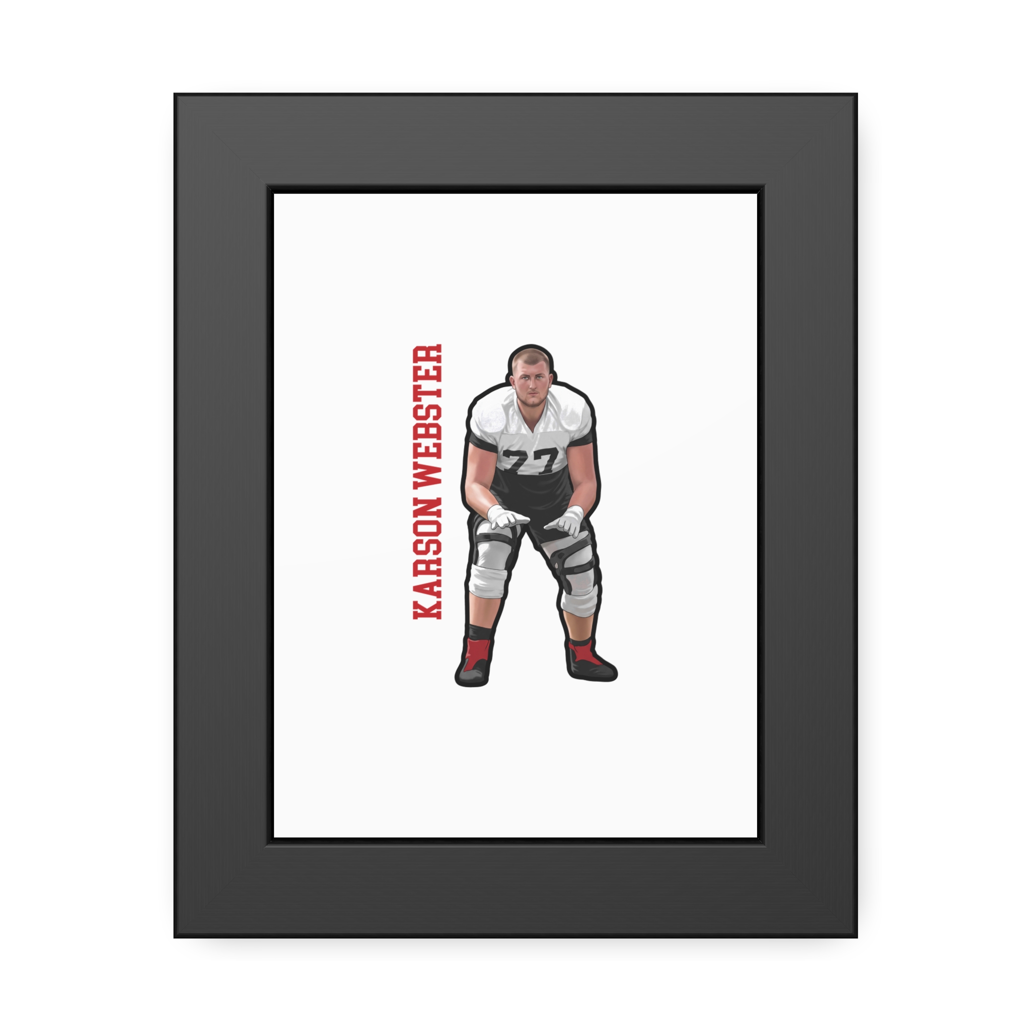 Framed Poster — character_name_vertical in Black