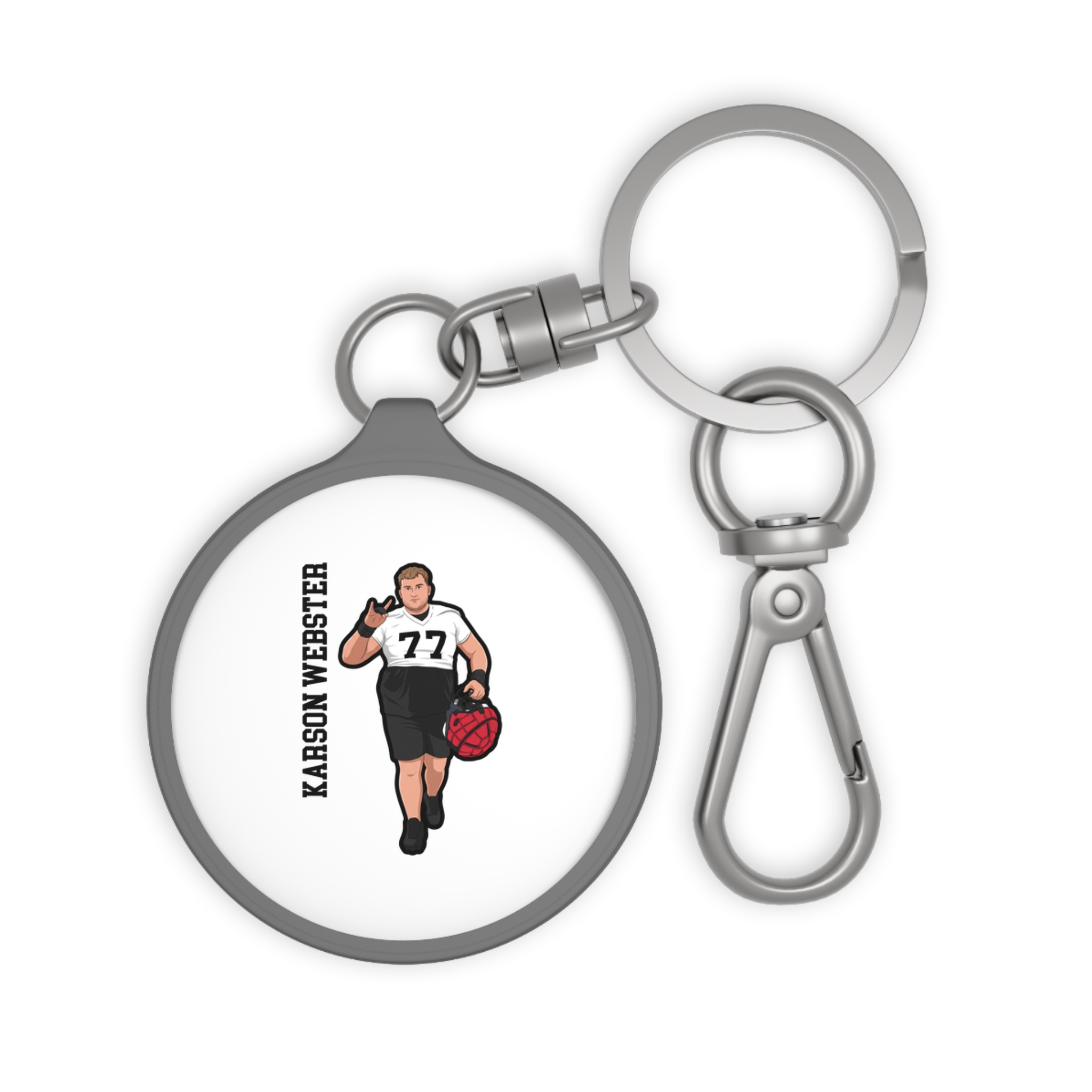 Keychain — character_name_vertical in Grey