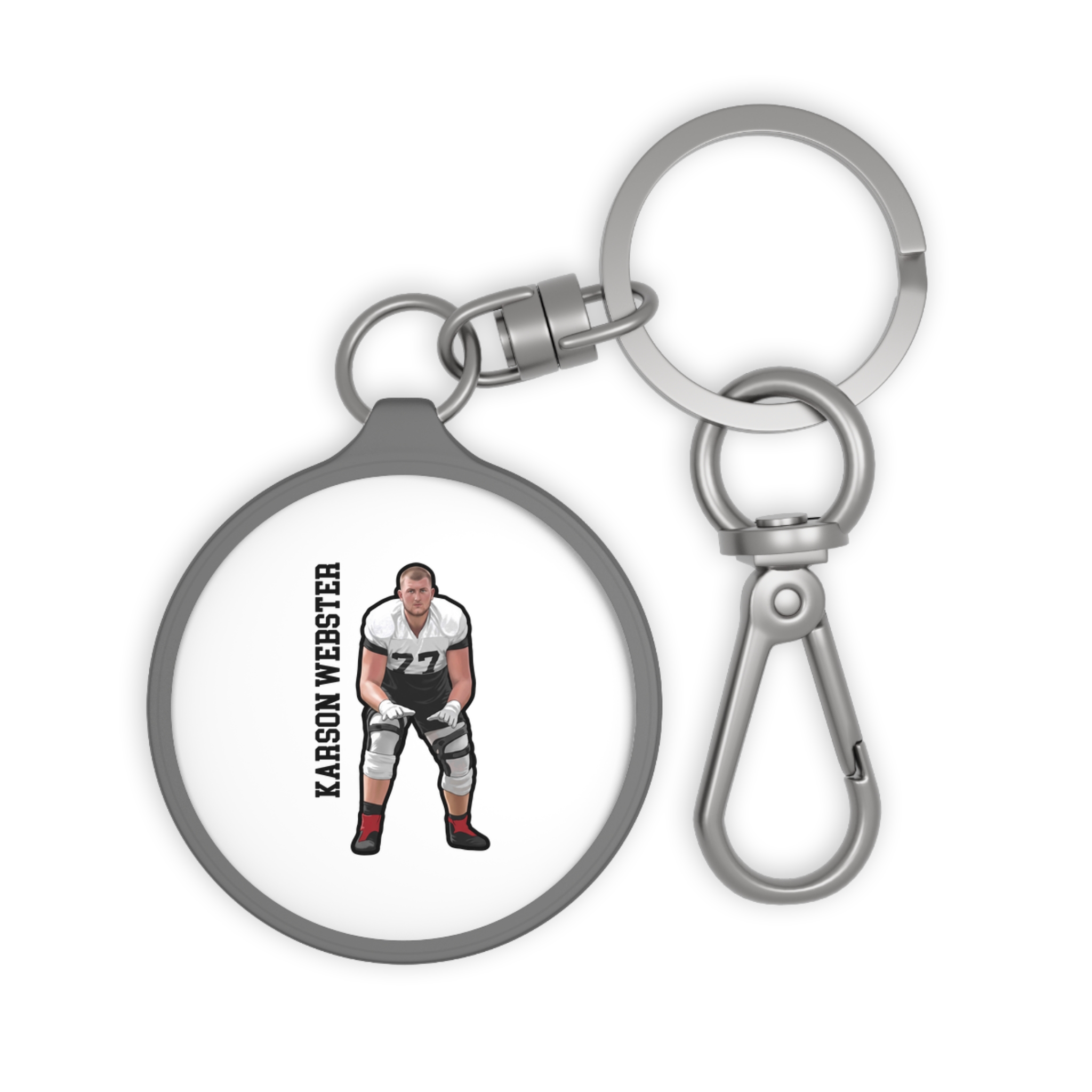 Keychain — character_name_vertical in Grey