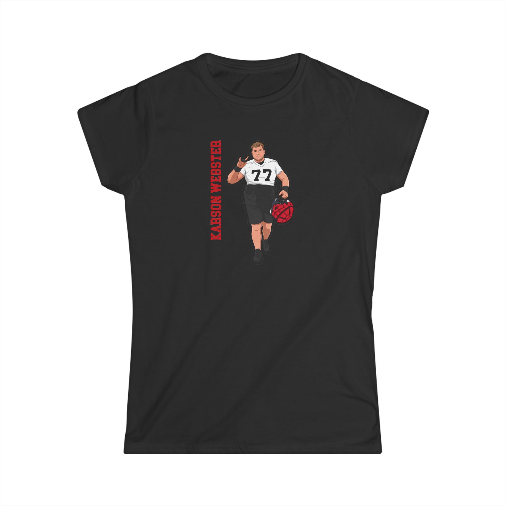 Women's Softstyle Tee — character_name_vertical in Black