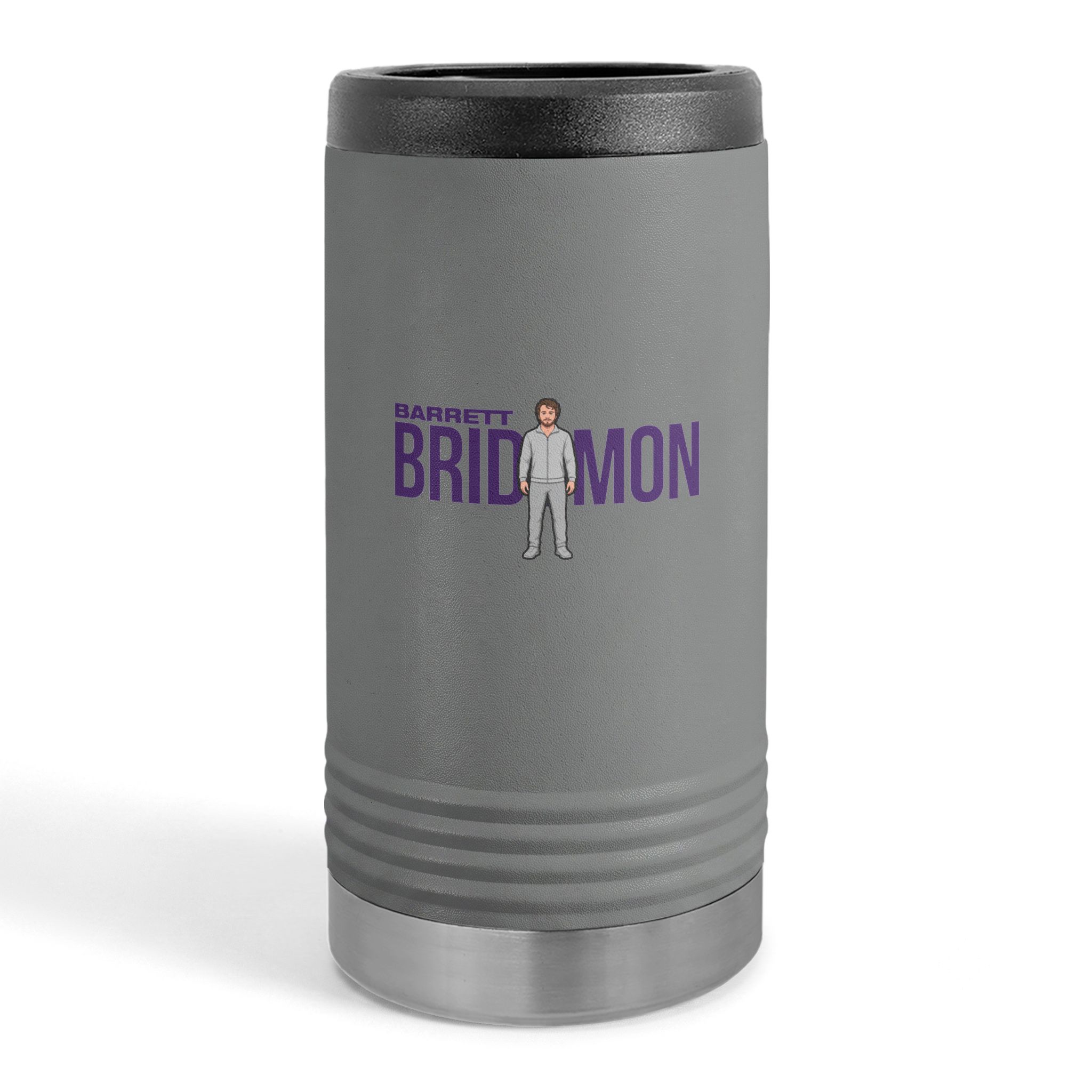 Slim Stainless Can Cooler — character_player_name in Grey