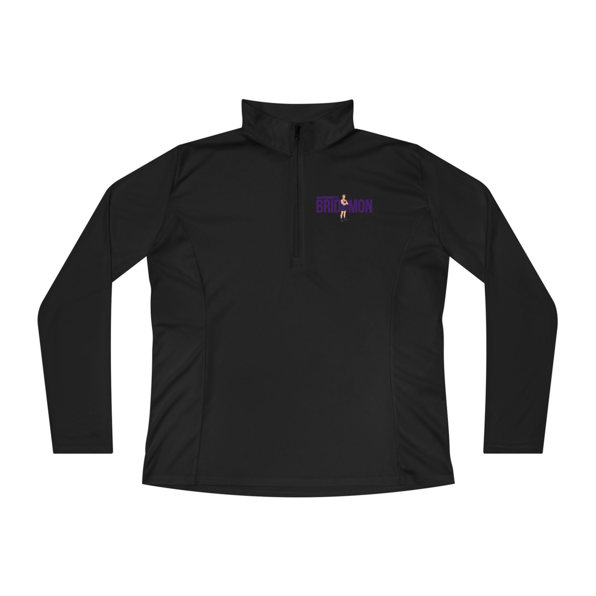Women's Q-Zip Pullover — character_player_name in Black