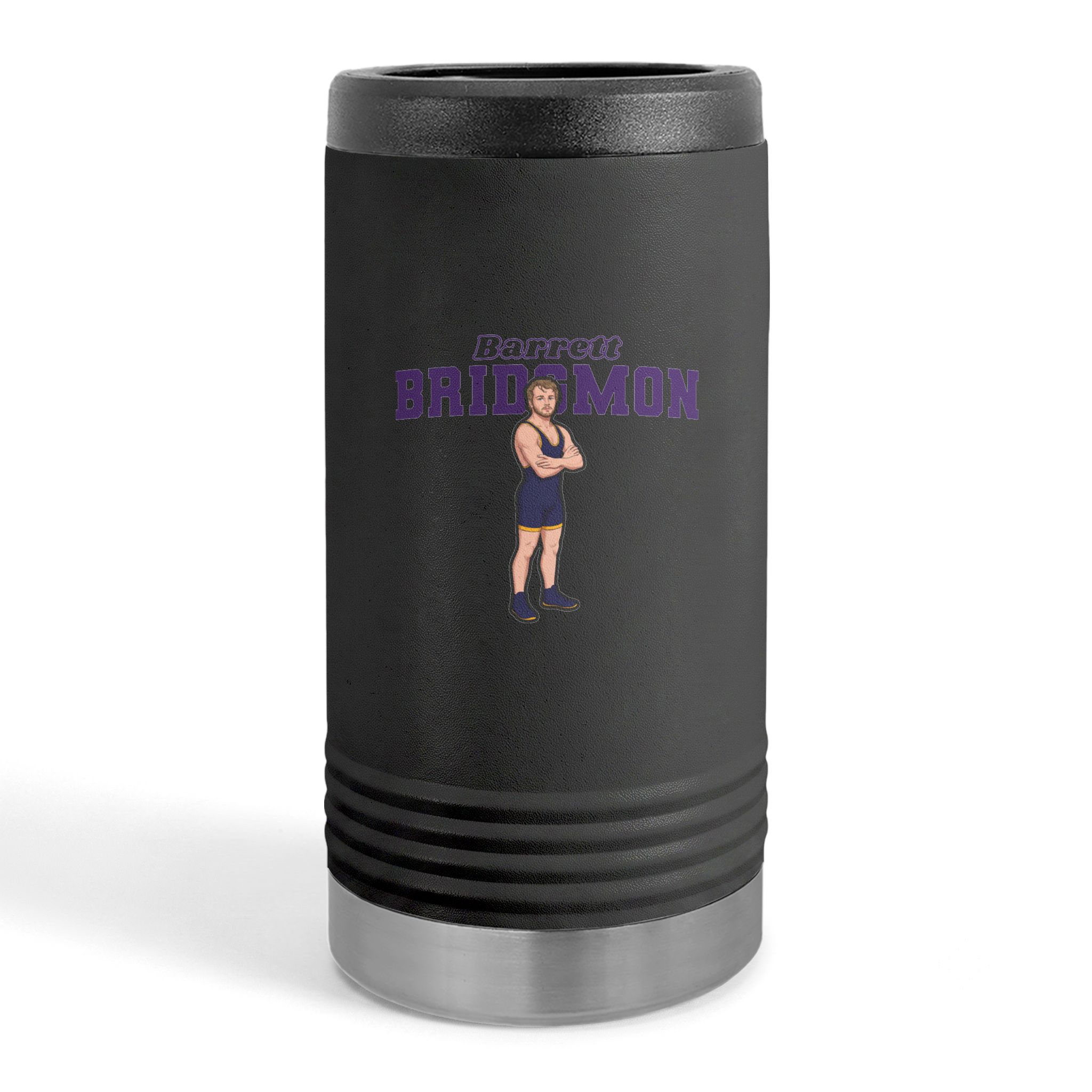 Slim Stainless Can Cooler — character_name_arch in Black