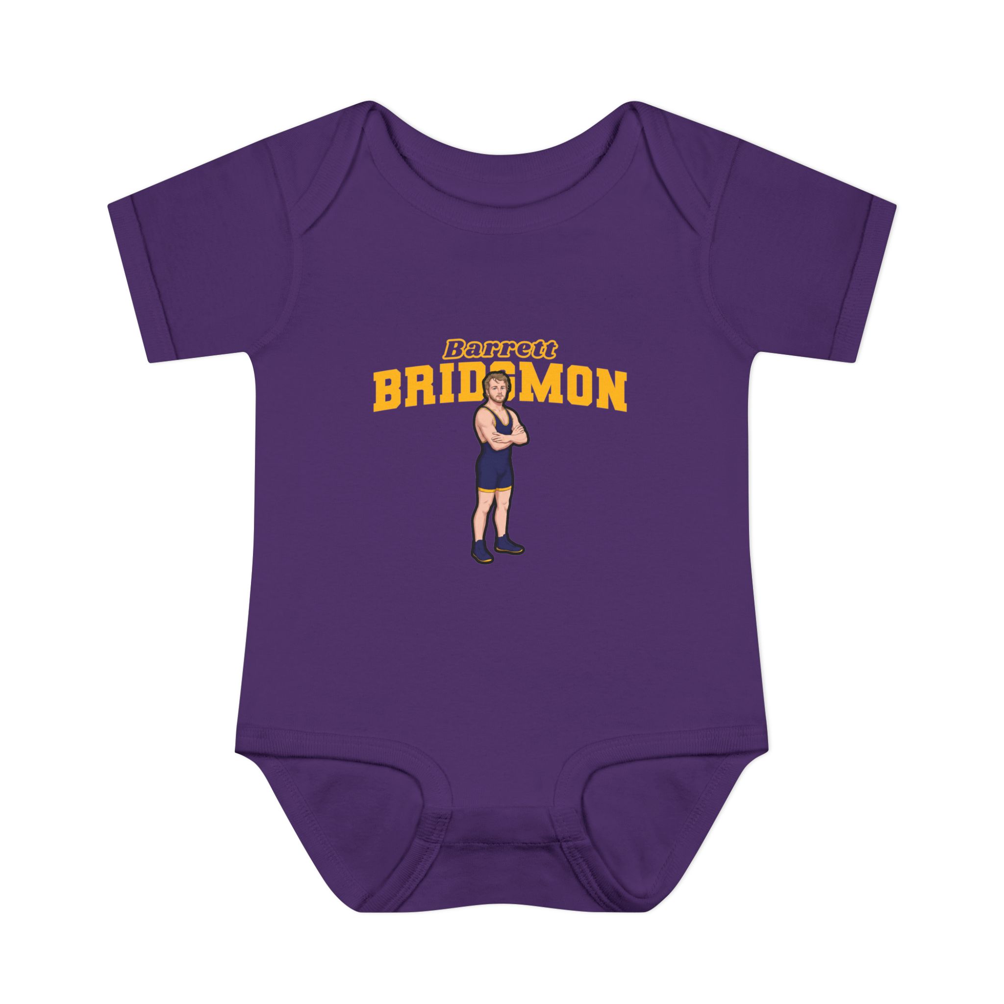 Baby Onesie — character_name_arch in Purple