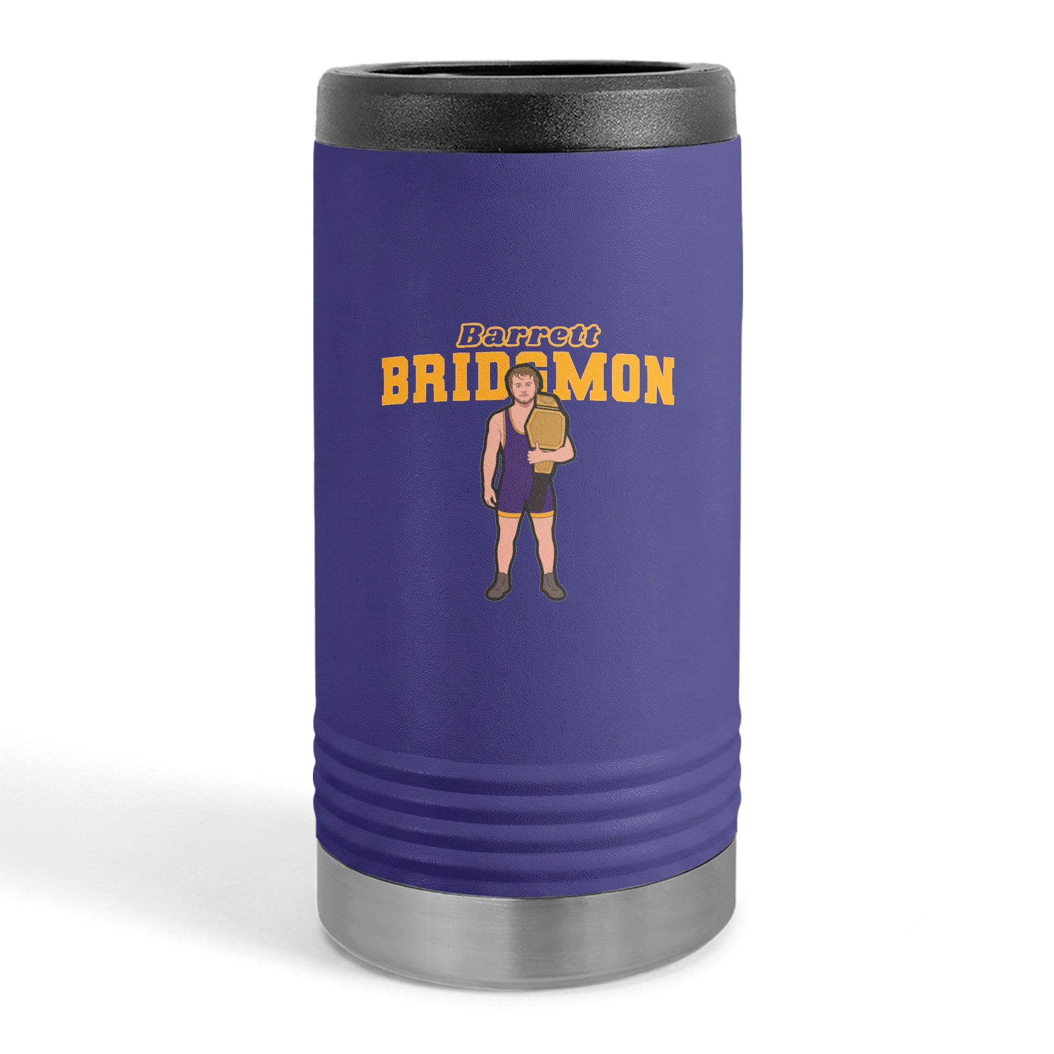 Slim Stainless Can Cooler — character_name_arch in Purple